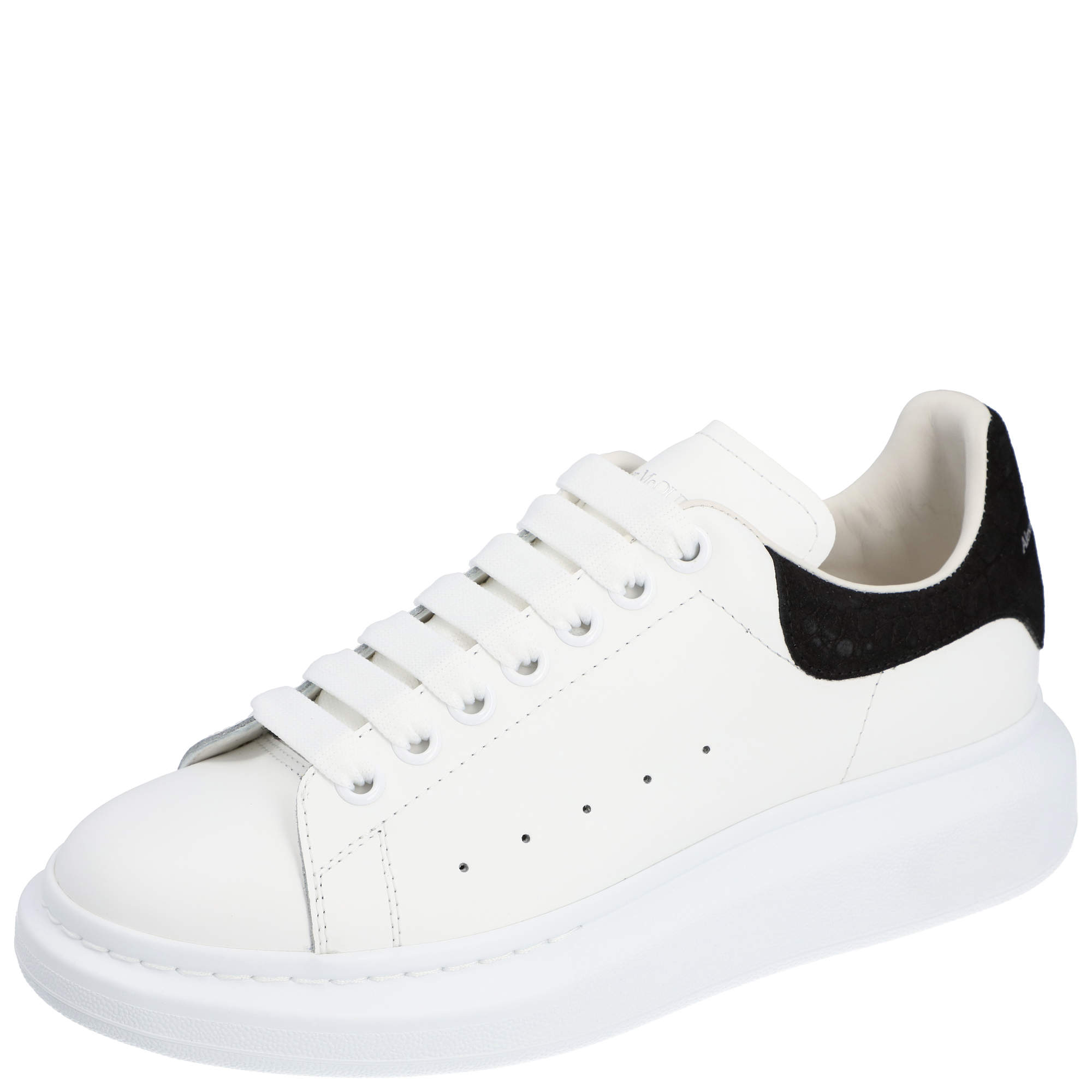 مملوكة مسبقًا Alexander McQueen White/Black Leather Oversized Sneaker EU 42