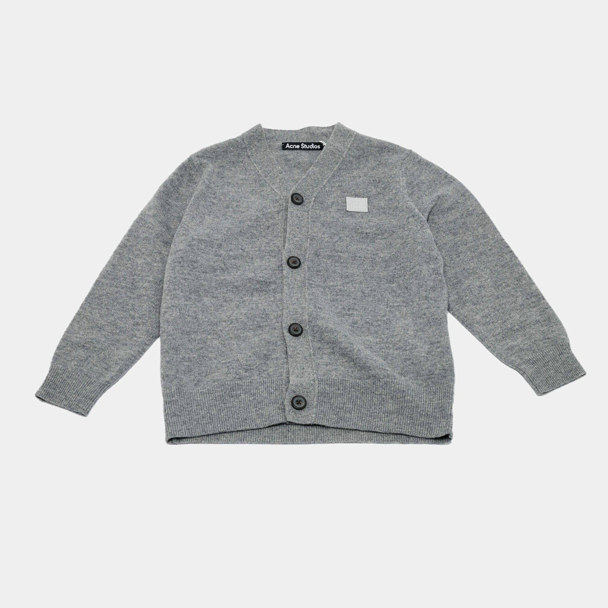 Pre Owned Acne Studios Kids Grey Wool Knit Cardigan 4-6Yrs
