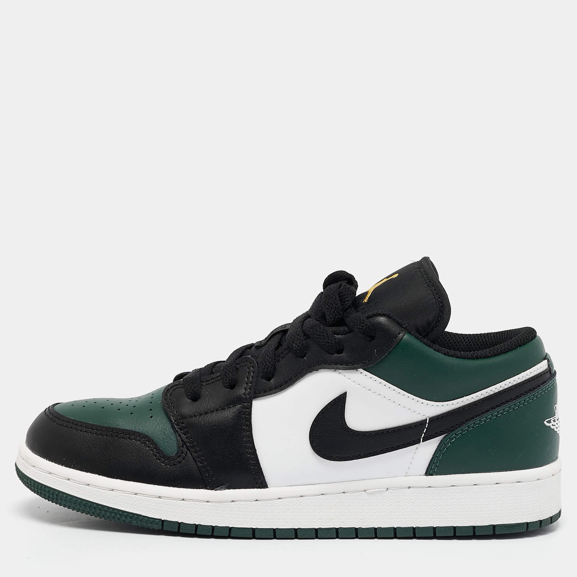 Air Jordans Multicolor Leather Jordan 1 Low Green Toe Sneakers Size 38.5 (GS)