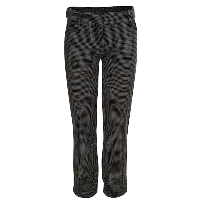 Pre Owned Baby Dior Brown Houndstooth Paneled Pants 8 Yrs