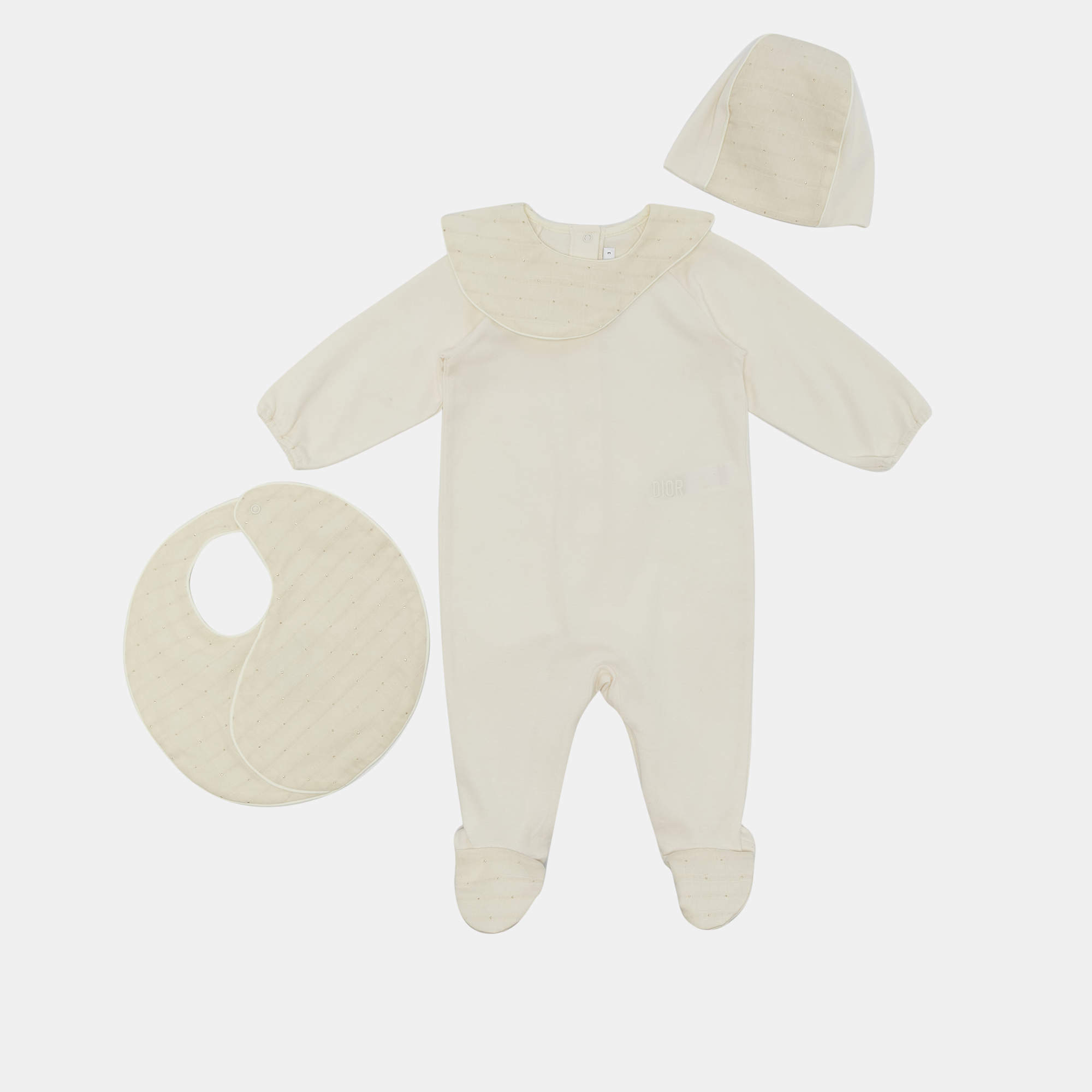 Baby Dior Cream Cotton Onesie Set 3 M 