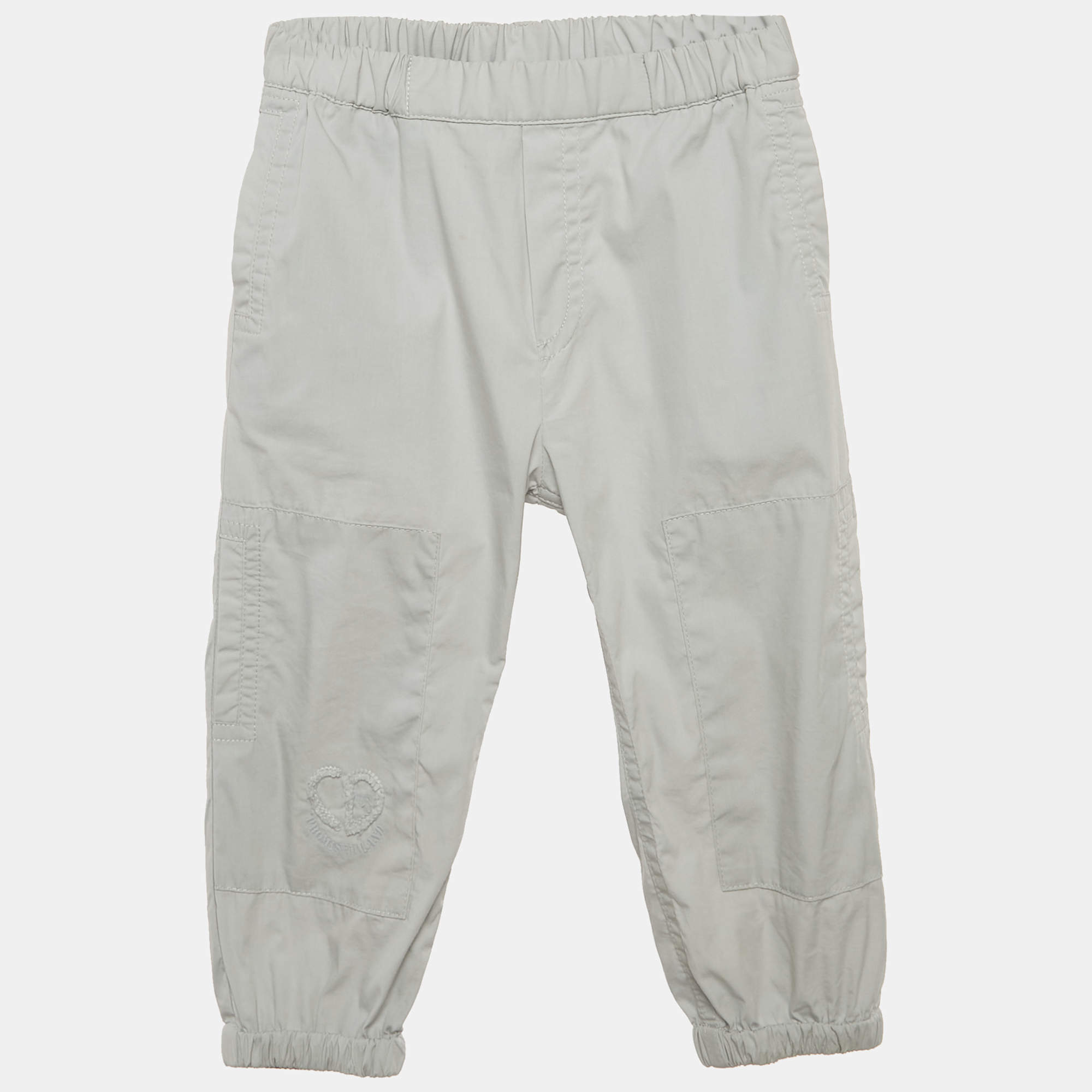 Pre Owned Baby Dior Light Grey Cotton Blend Pank Pants 18 M