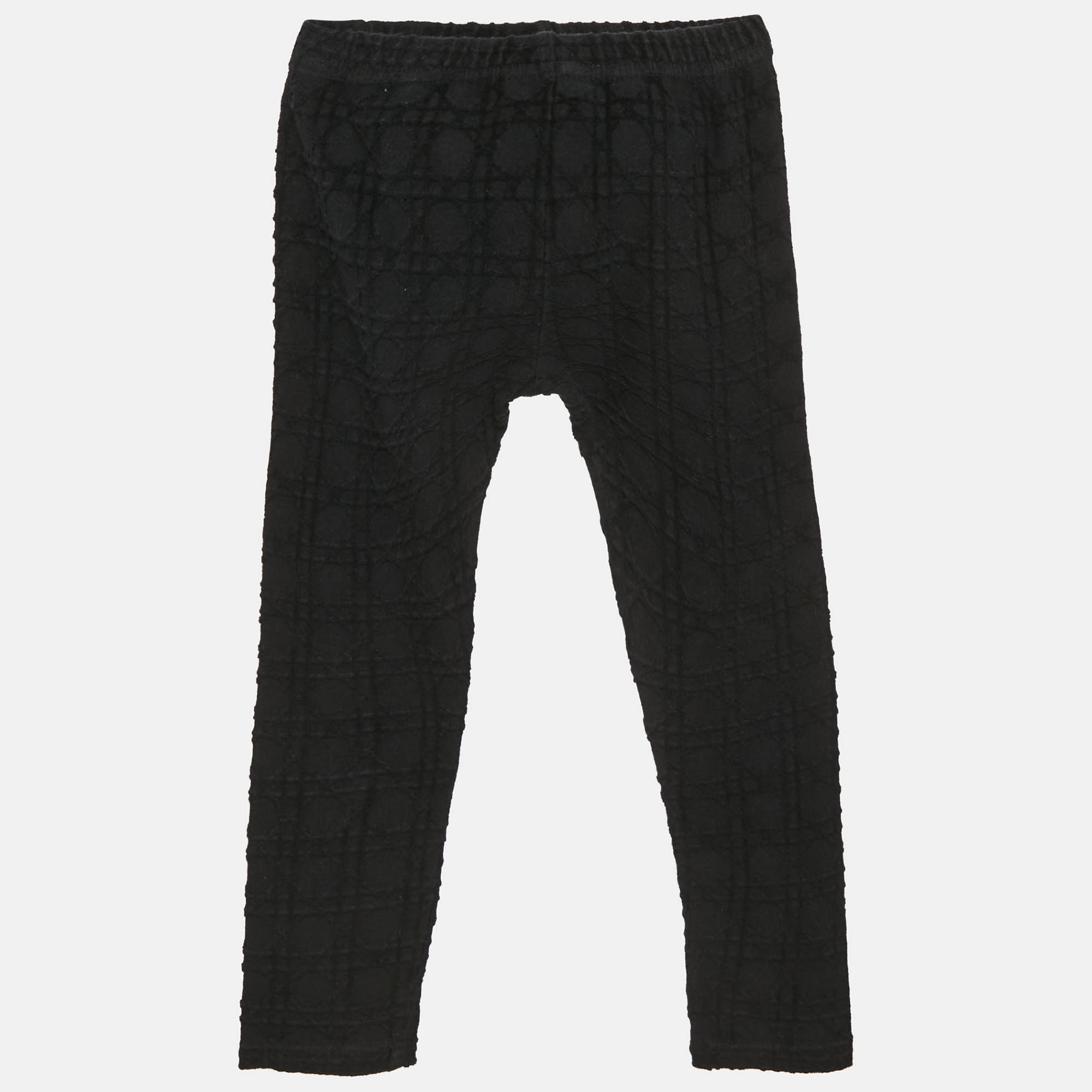 Pre Owned Baby Dior Black Cannage Embroidery Cotton Knit Pants 24 M