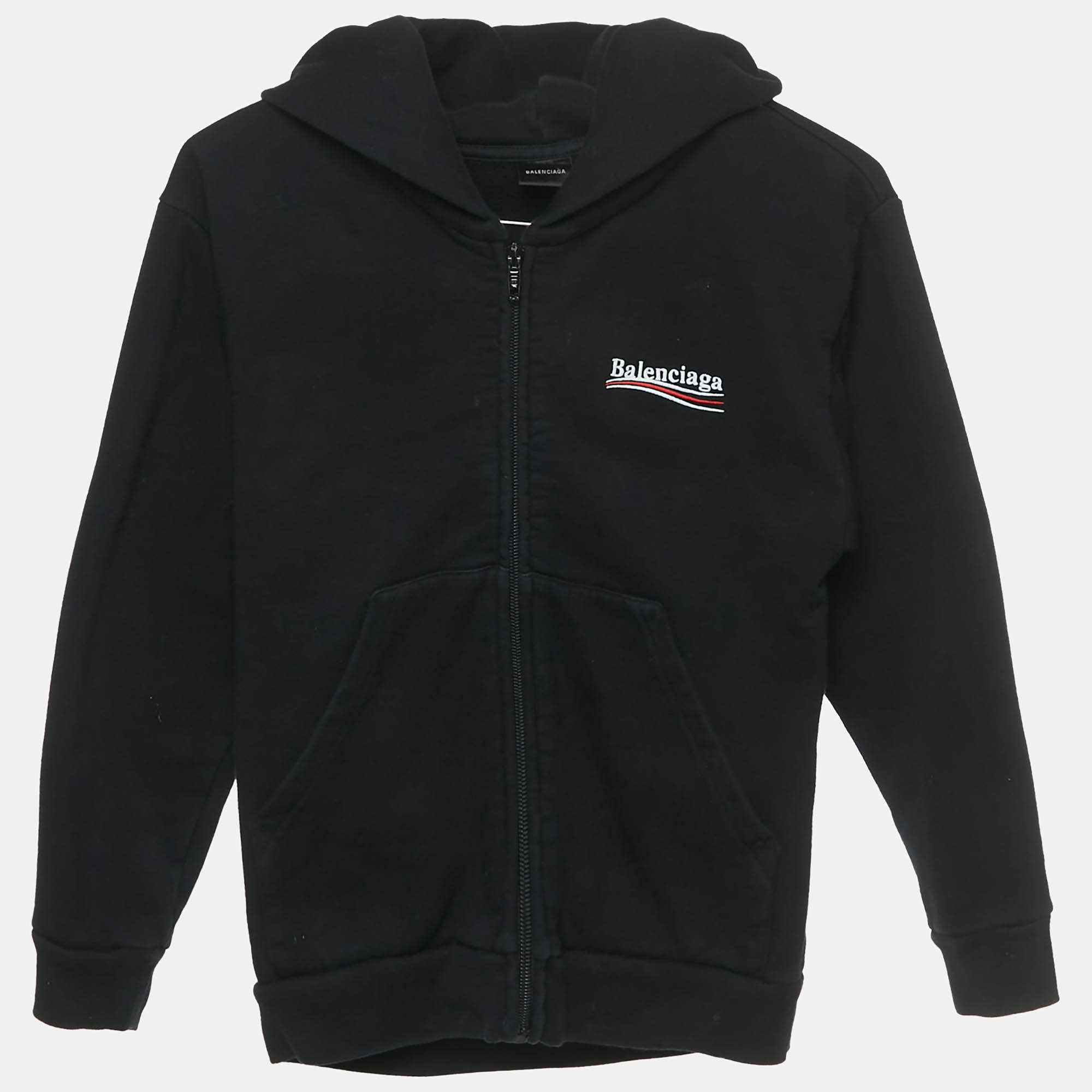 Pre Owned Balenciaga Kids Black Logo Embroidered Cotton Sweatshirt & Sweatpants Set 10 Y