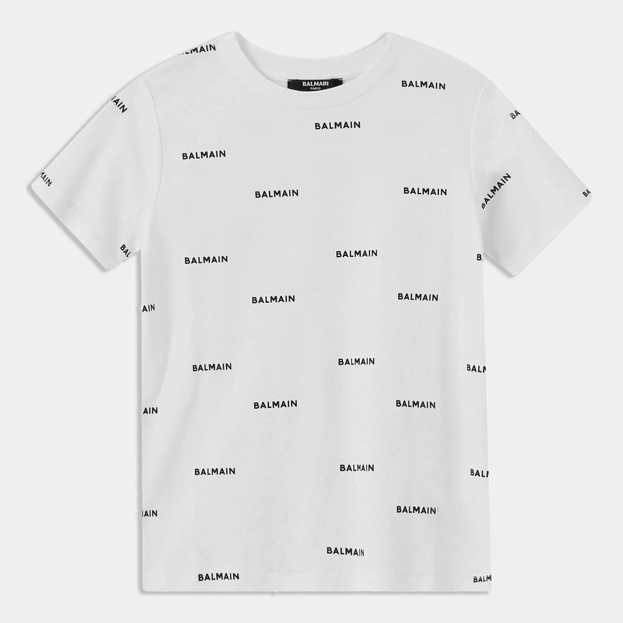 Pre Owned Balmain Kids White Logo Print Jersey T-Shirt 14Yrs