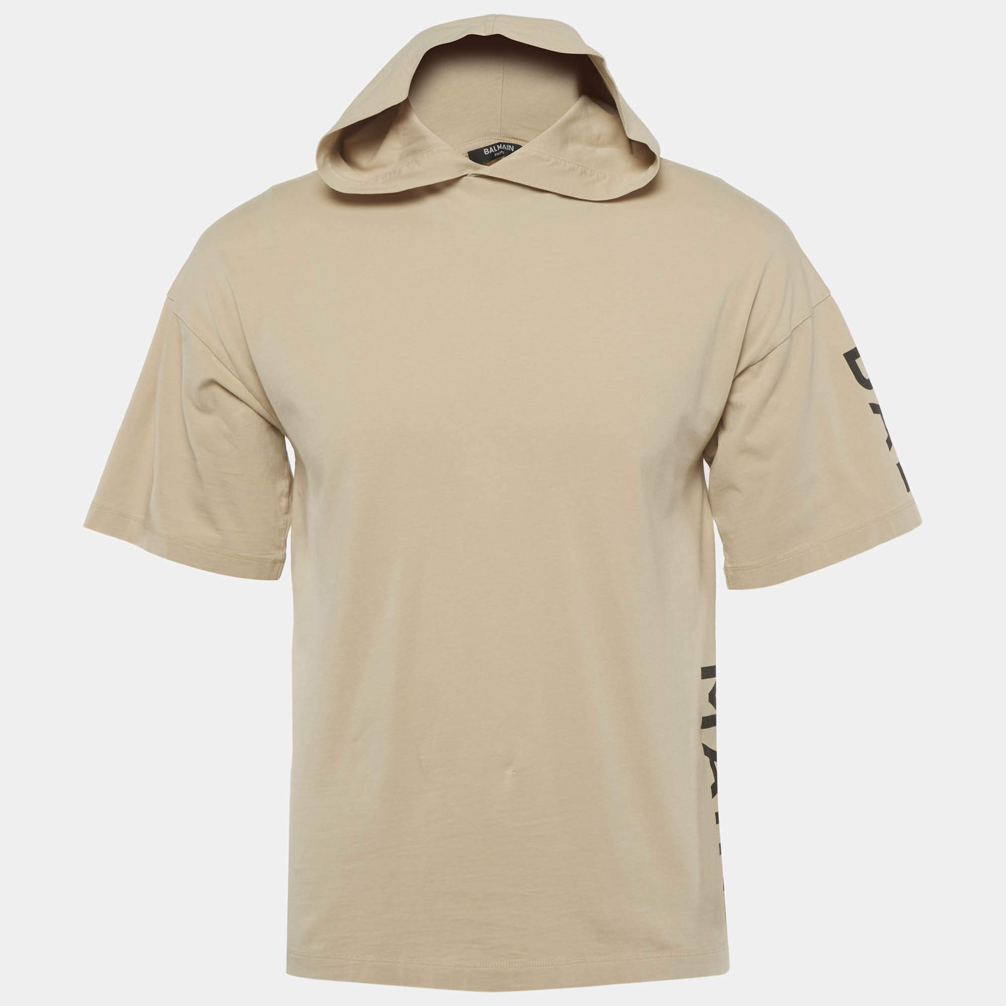 Pre Owned Balmain Beige Jersey Hooded T-Shirt 14Yrs