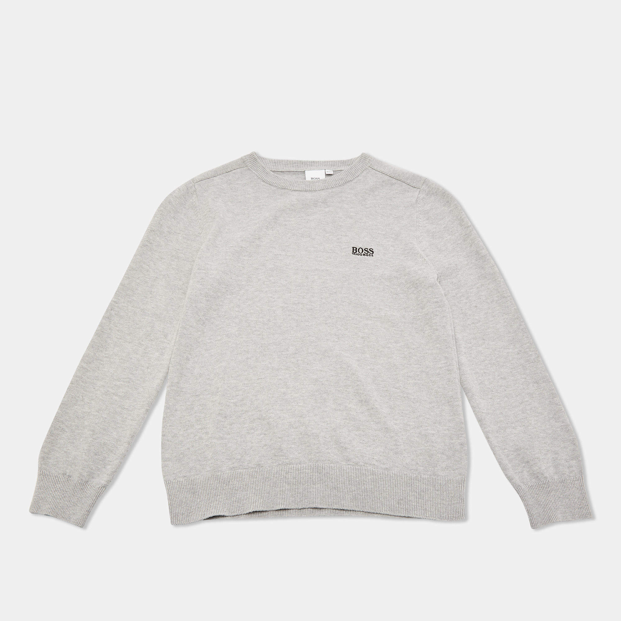 Boss By Hugo Boss Kids Grey Cotton Crew Neck Sweater 10 Yrs