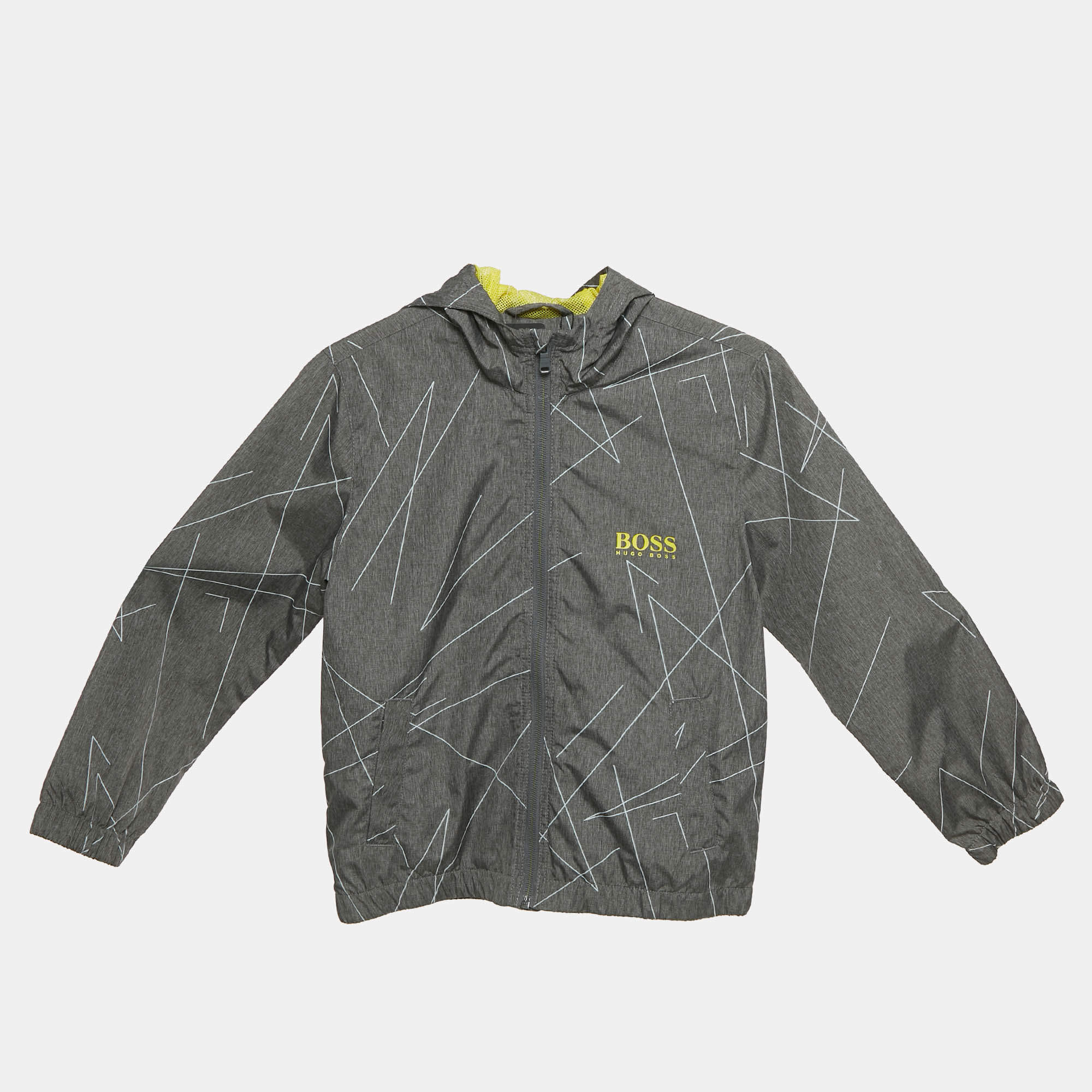 مملوكة مسبقًا سُترة رمادية مطبوعة بسحاب نايلون هوغو هوغو بوس 8 سنوات