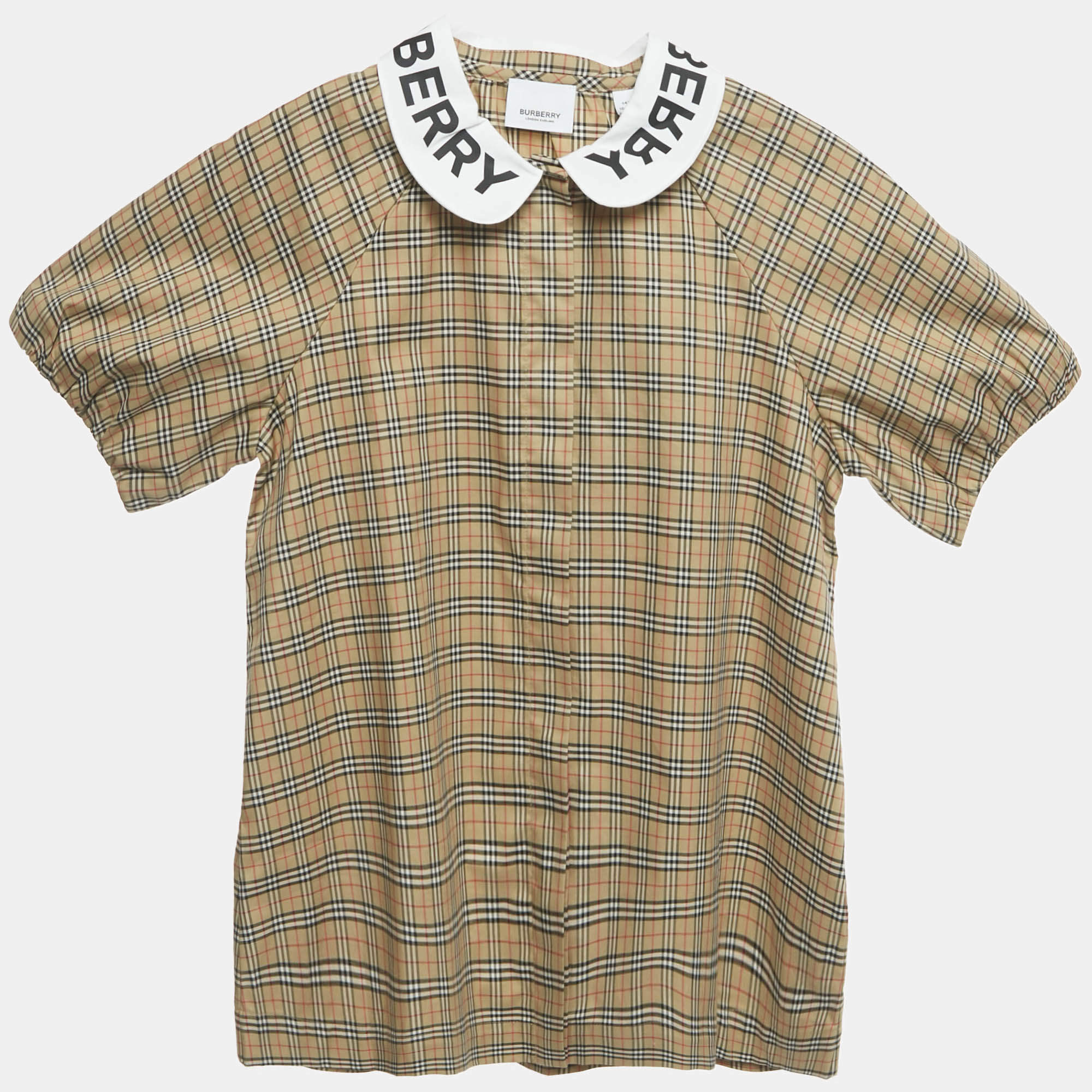 Pre Owned Burberry Children Beige Vintage Check Print Cotton Lila Shirt 14 Yrs 