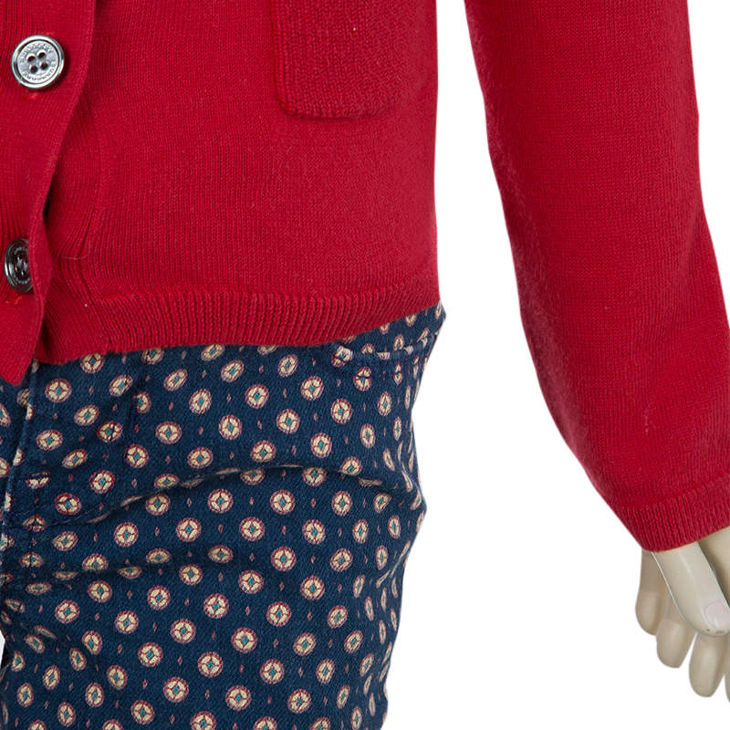 Pre Owned Burberry Children Red  Long Sleeve Button Down Cardigan 7 Yrs