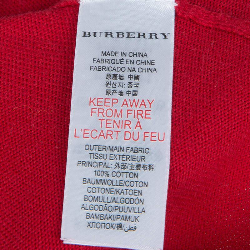 Pre Owned Burberry Children Red  Long Sleeve Button Down Cardigan 7 Yrs