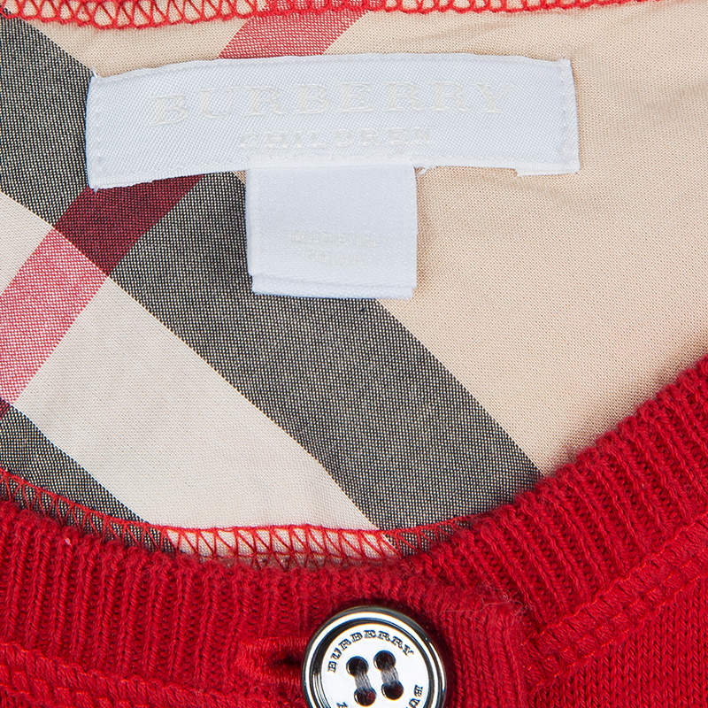 Pre Owned Burberry Children Red  Long Sleeve Button Down Cardigan 7 Yrs
