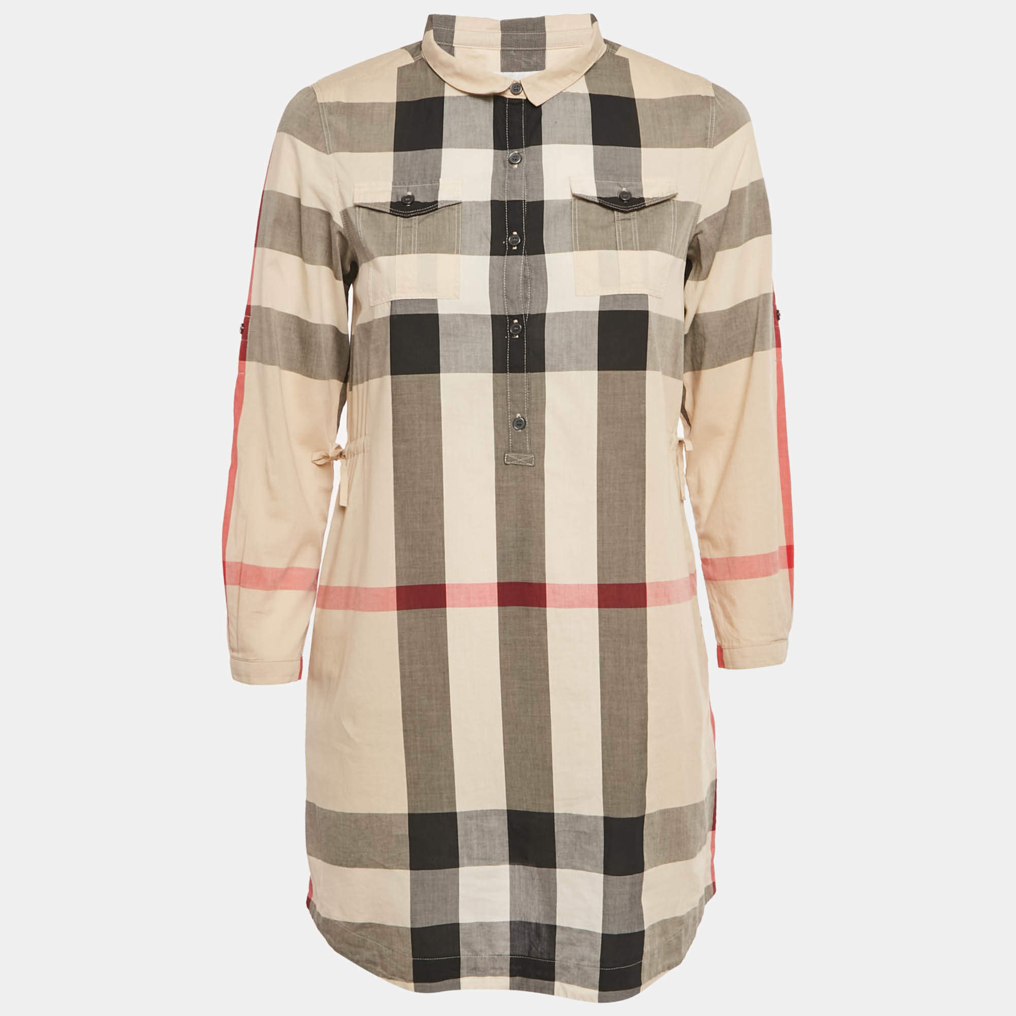 Pre Owned Burberry Children Beige Check Print Cotton Button Front Dress 14Yrs