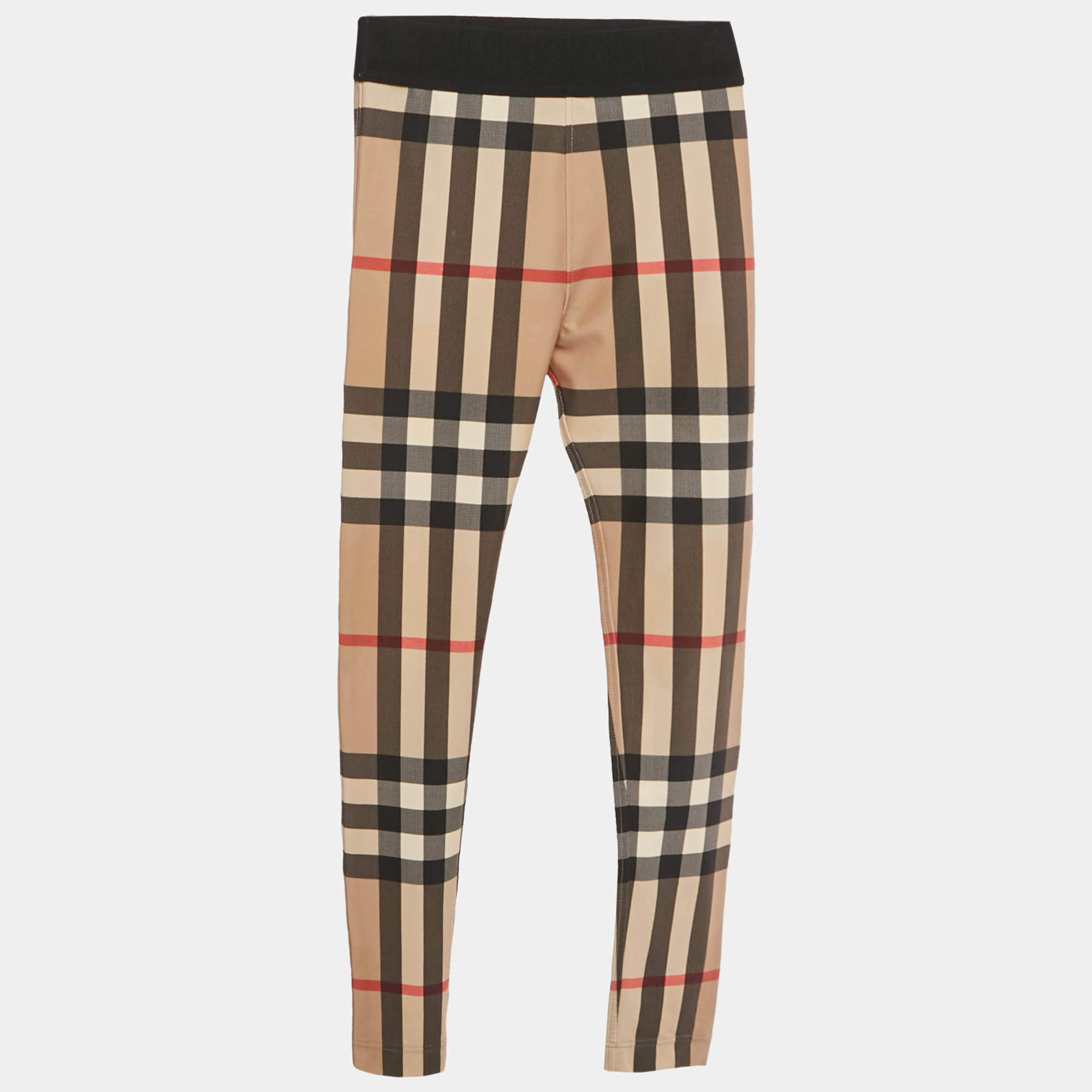 Pre Owned Burberry Children Beige IP Check Jersey Logo Waist Band Leggings 12Yrs  