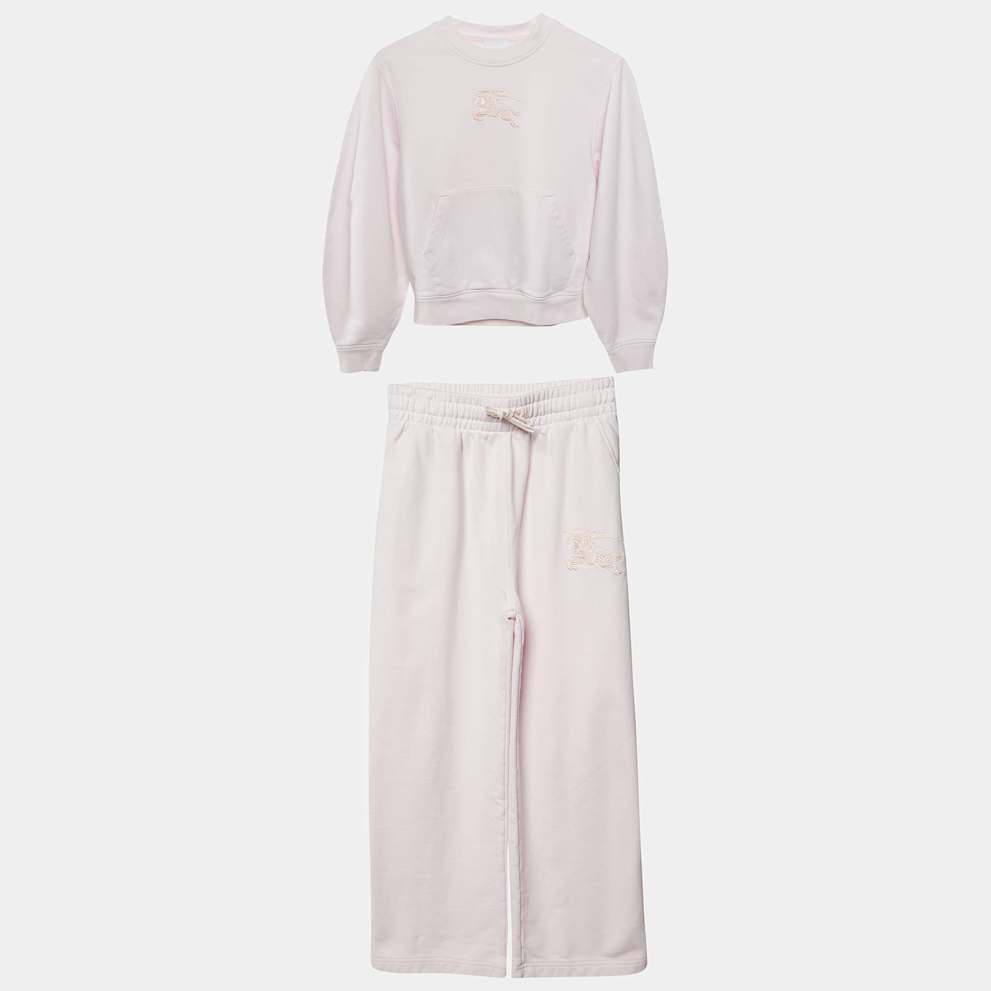 مملوكة مسبقًا Burberry Children Pink Logo Embroidered Sweatshirt & Pants Set 12Yrs