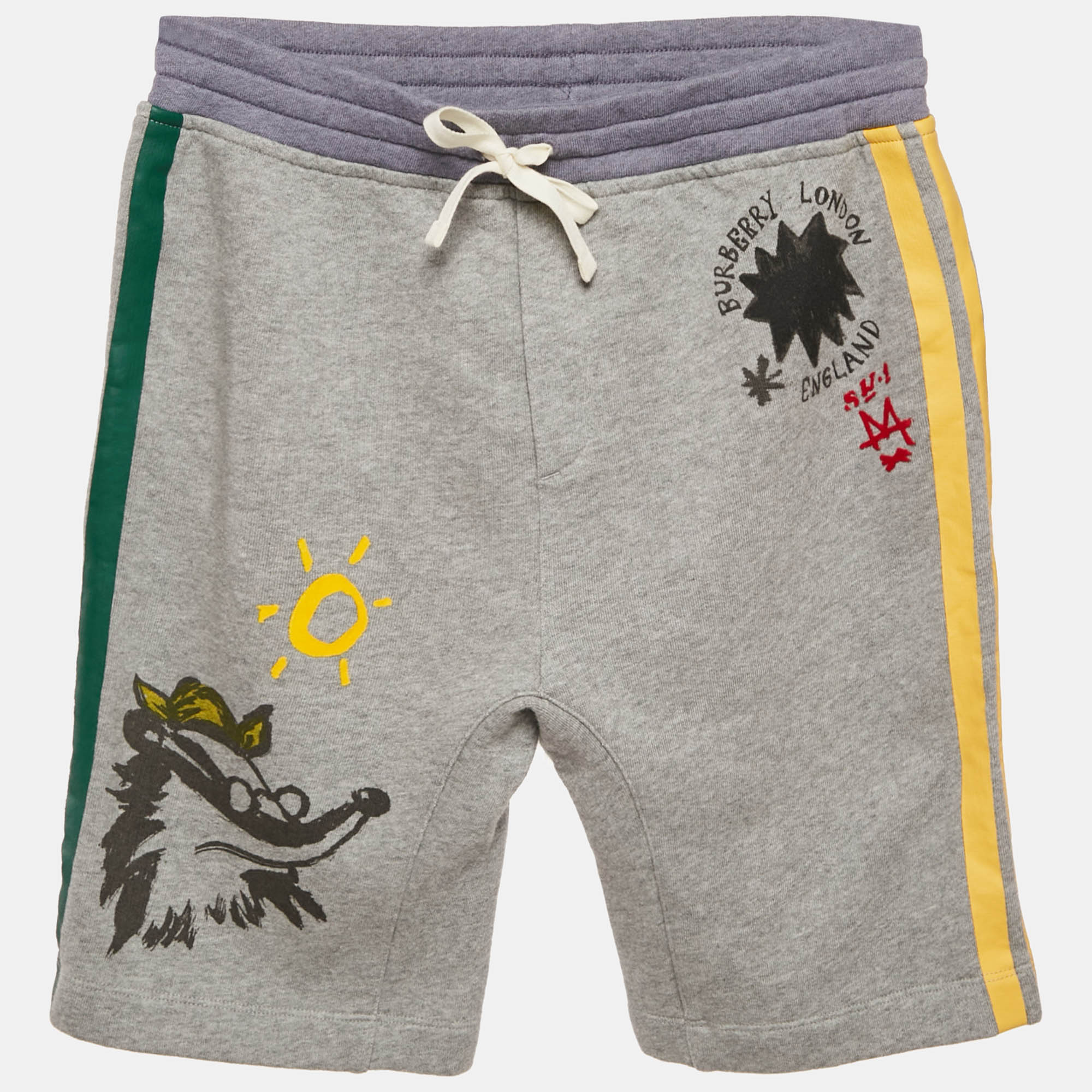 Burberry Children Grey Printed Cotton Shorts 12 Yrs