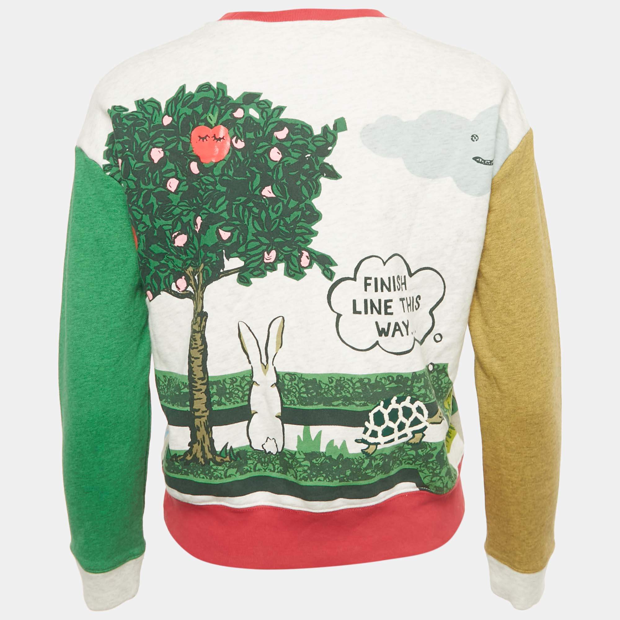 Burberry Kids Green/Grey Printed Cotton Sweatshirt 10 Yrs Burberry