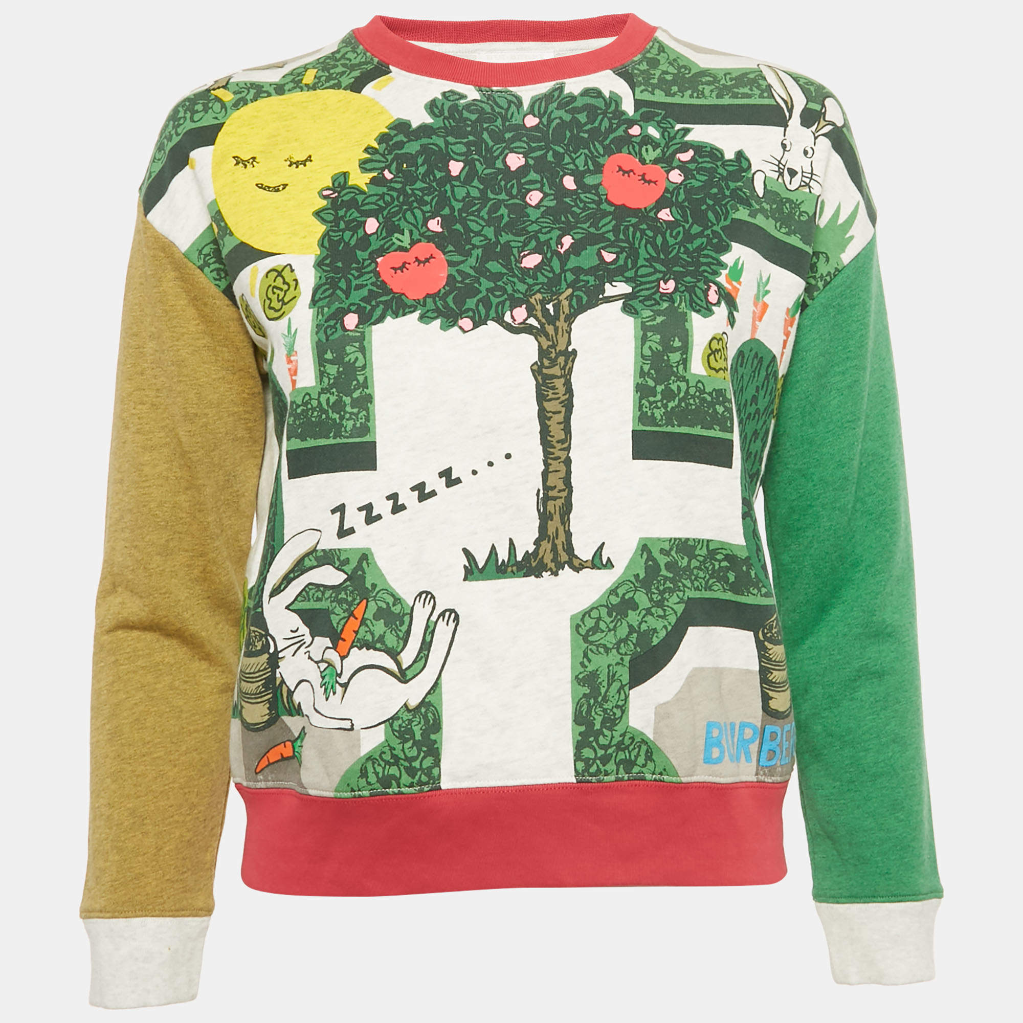 Pre Owned Burberry Kids Green/Grey Printed Cotton Sweatshirt 10 Yrs