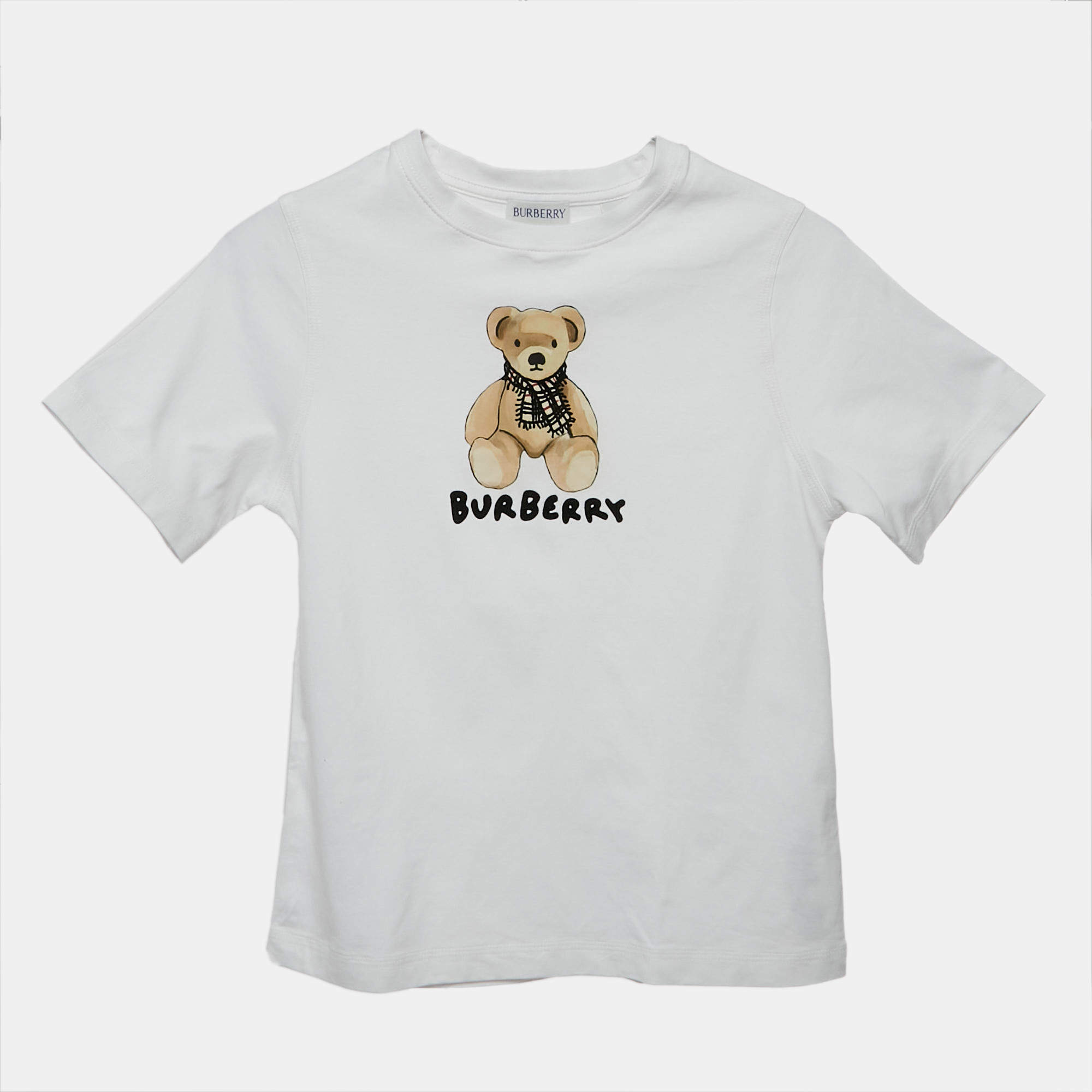 Pre Owned تيشيرت جيرسي مطبوع عليه دب أبيض بربري للأطفال 8 سنوات