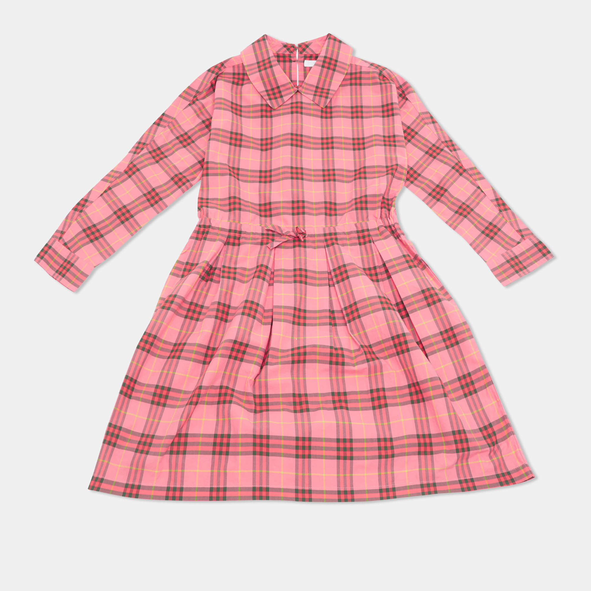 Pre Owned Burberry Children Pink Checks Cotton Dress 10Yrs