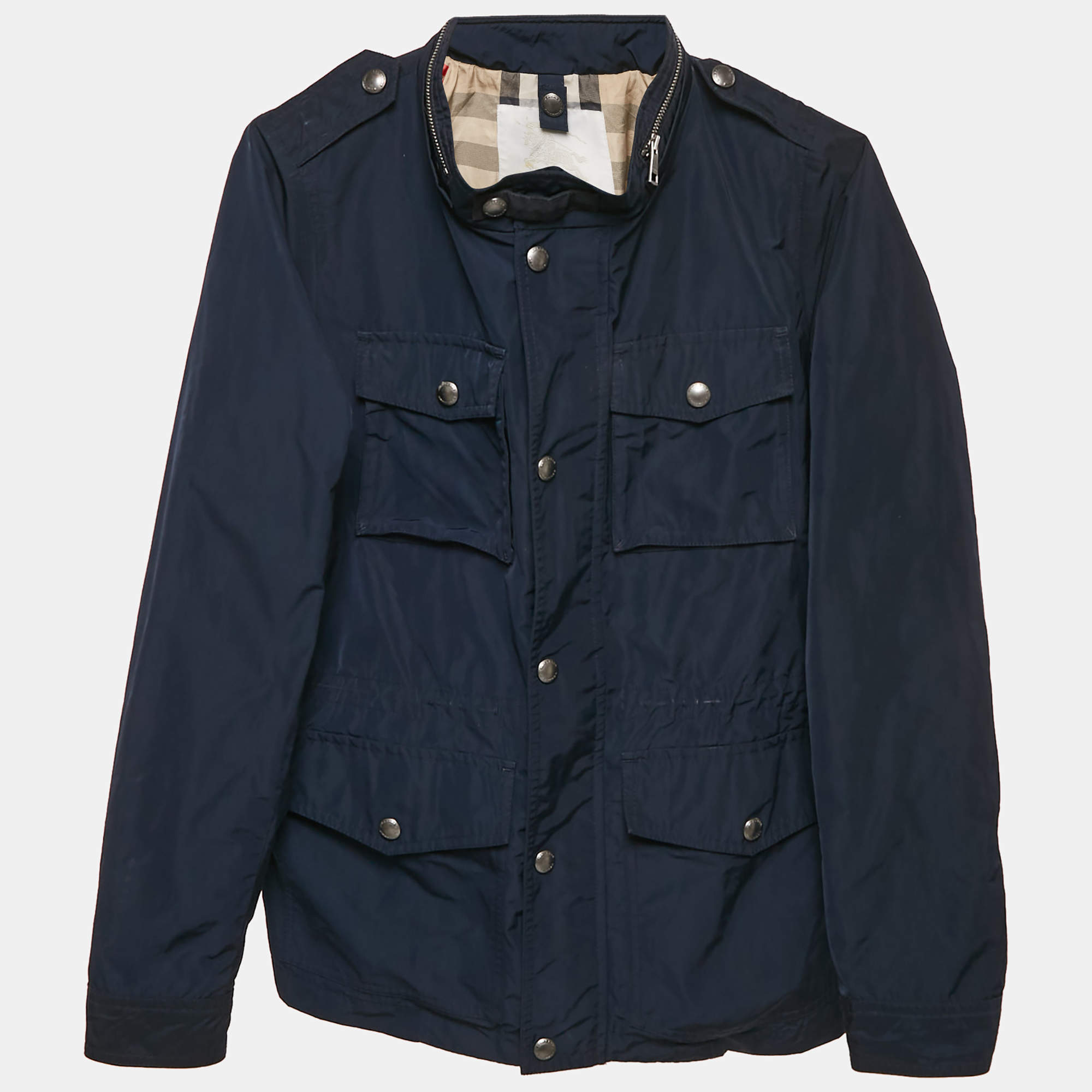 Burberry Kids Navy Blue Synthetic Zip-Up Jacket 14 Yrs
