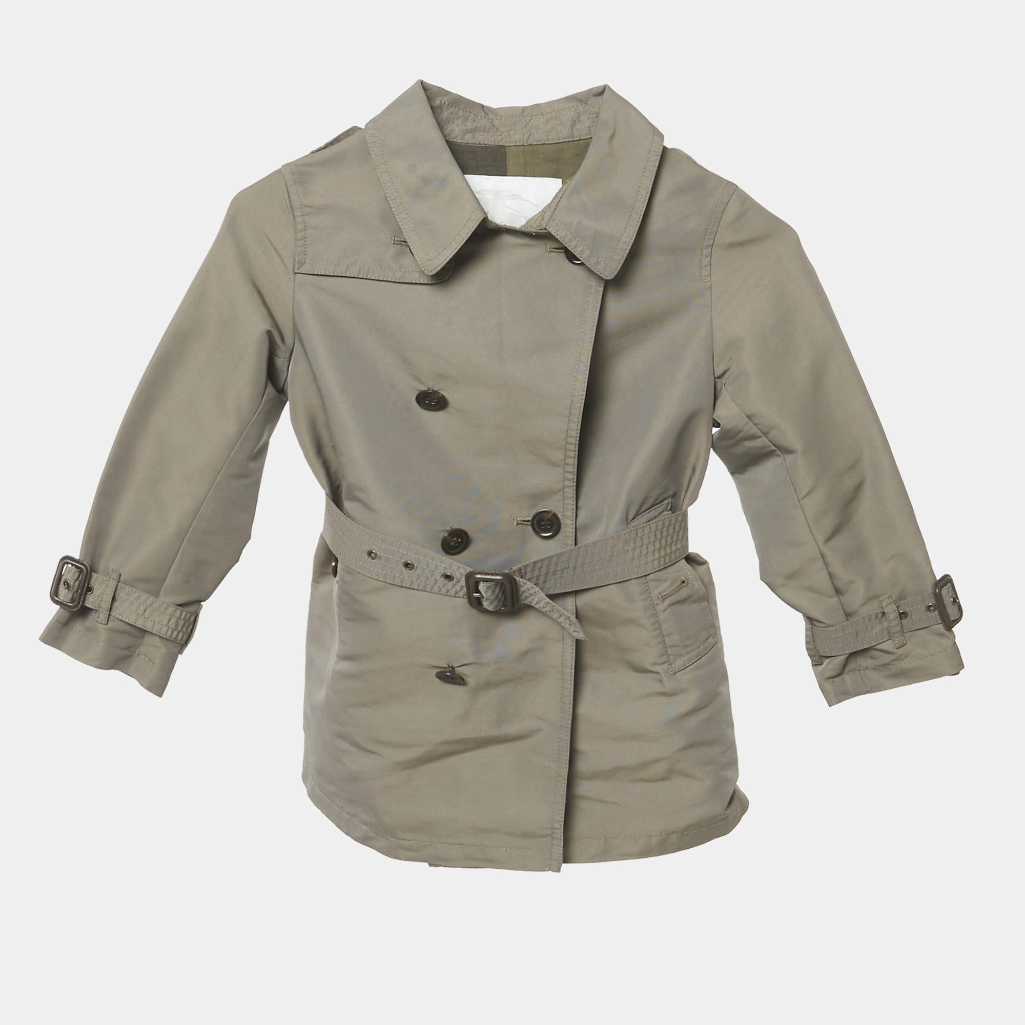 Burberry Khaki Gabardine Double Breasted Jacket 5Yrs