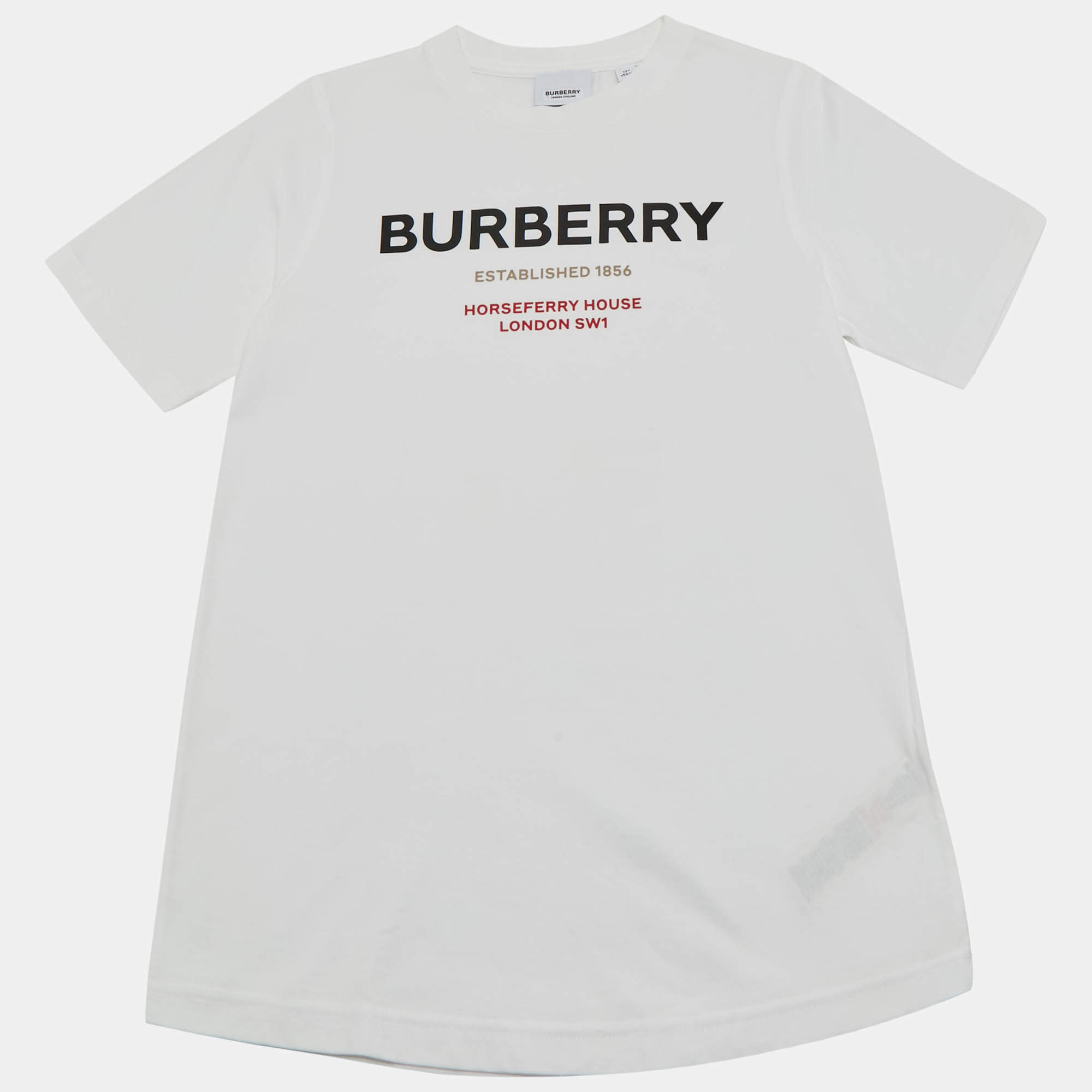 Pre Owned Burberry White Logo Horseferry Print Jersey T-Shirt 12 Yrs 
