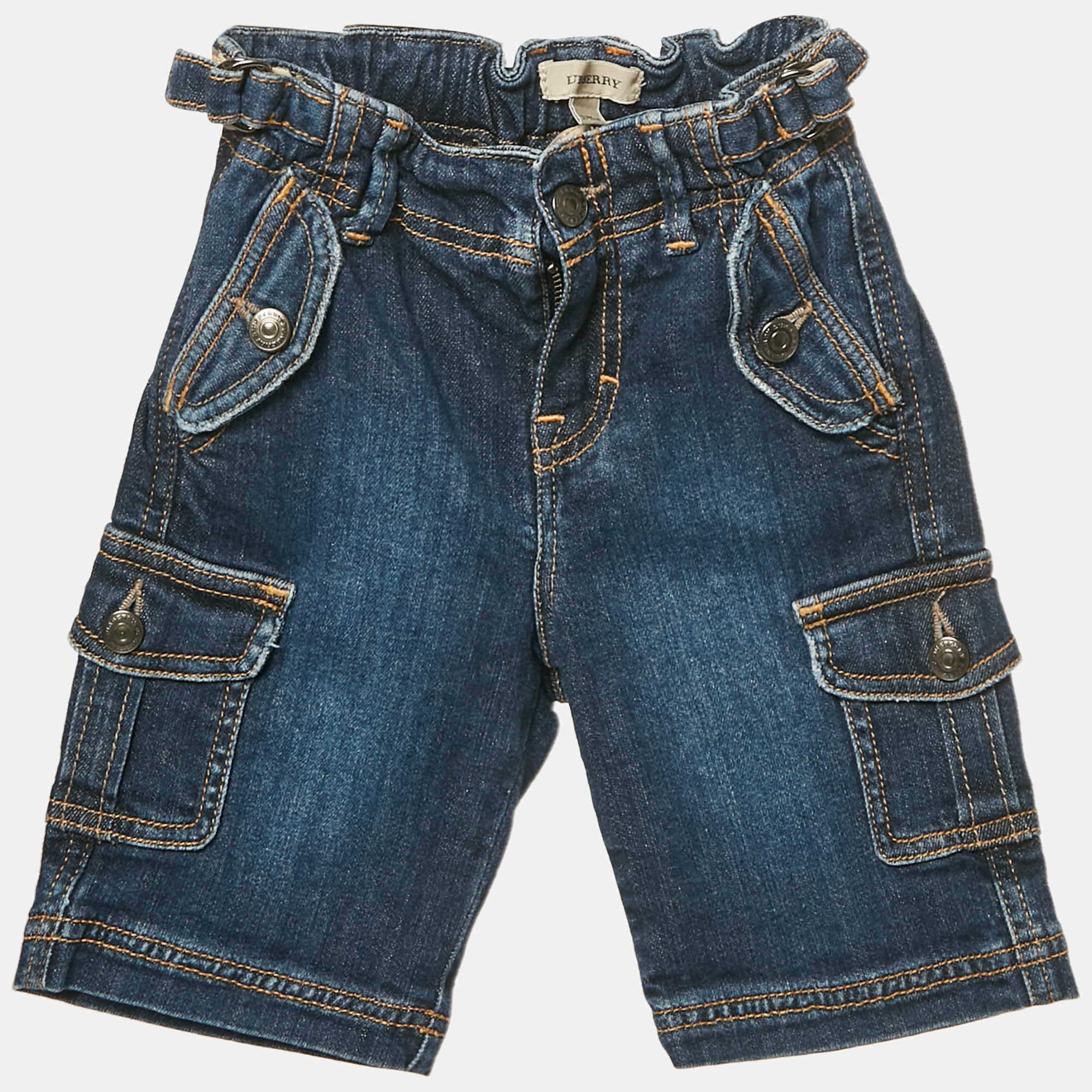 Pre Owned Burberry Kids Faded Denim Cargo Pants 3 Yrs 