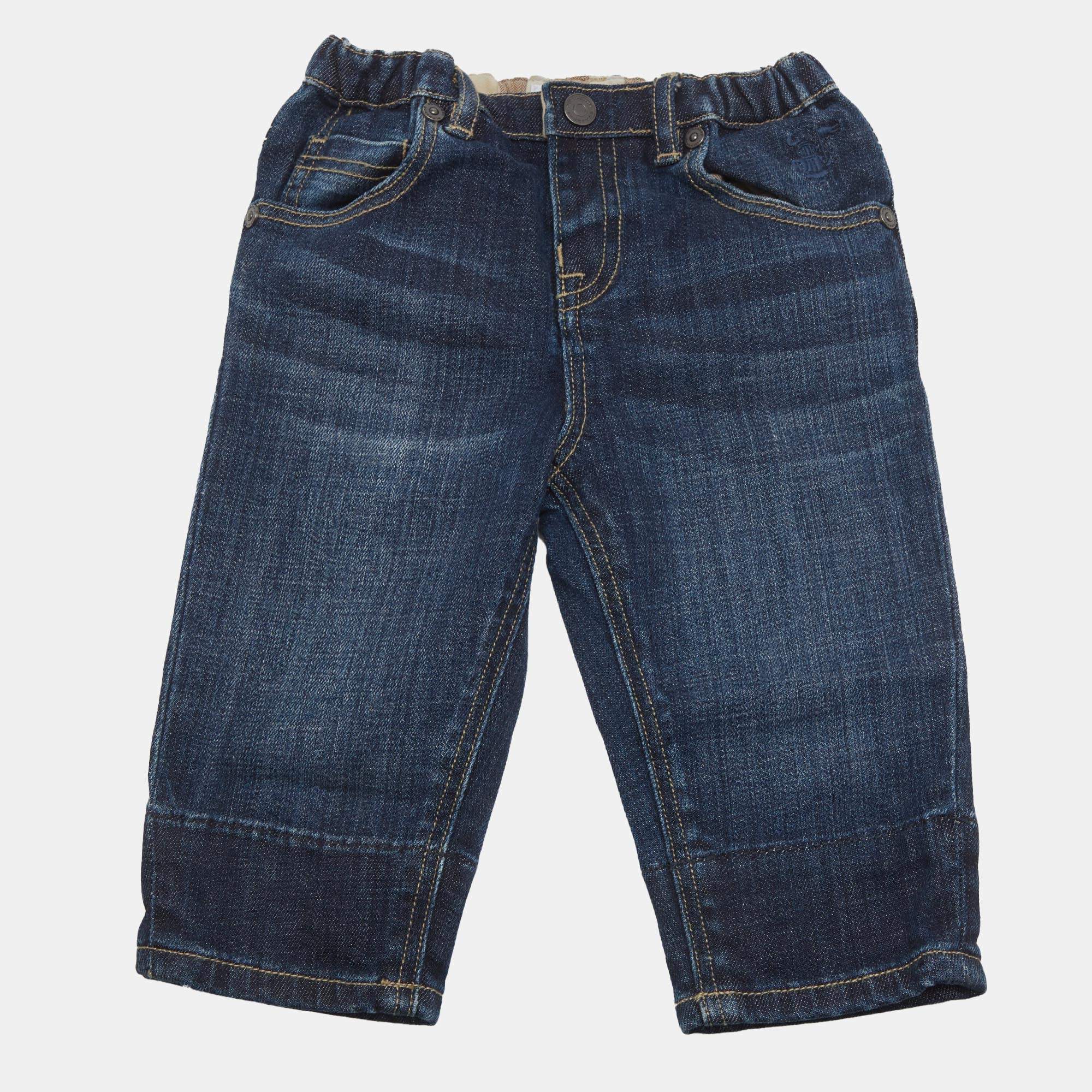 Pre Owned Burberry Children Navy Blue Denim Pants 9M