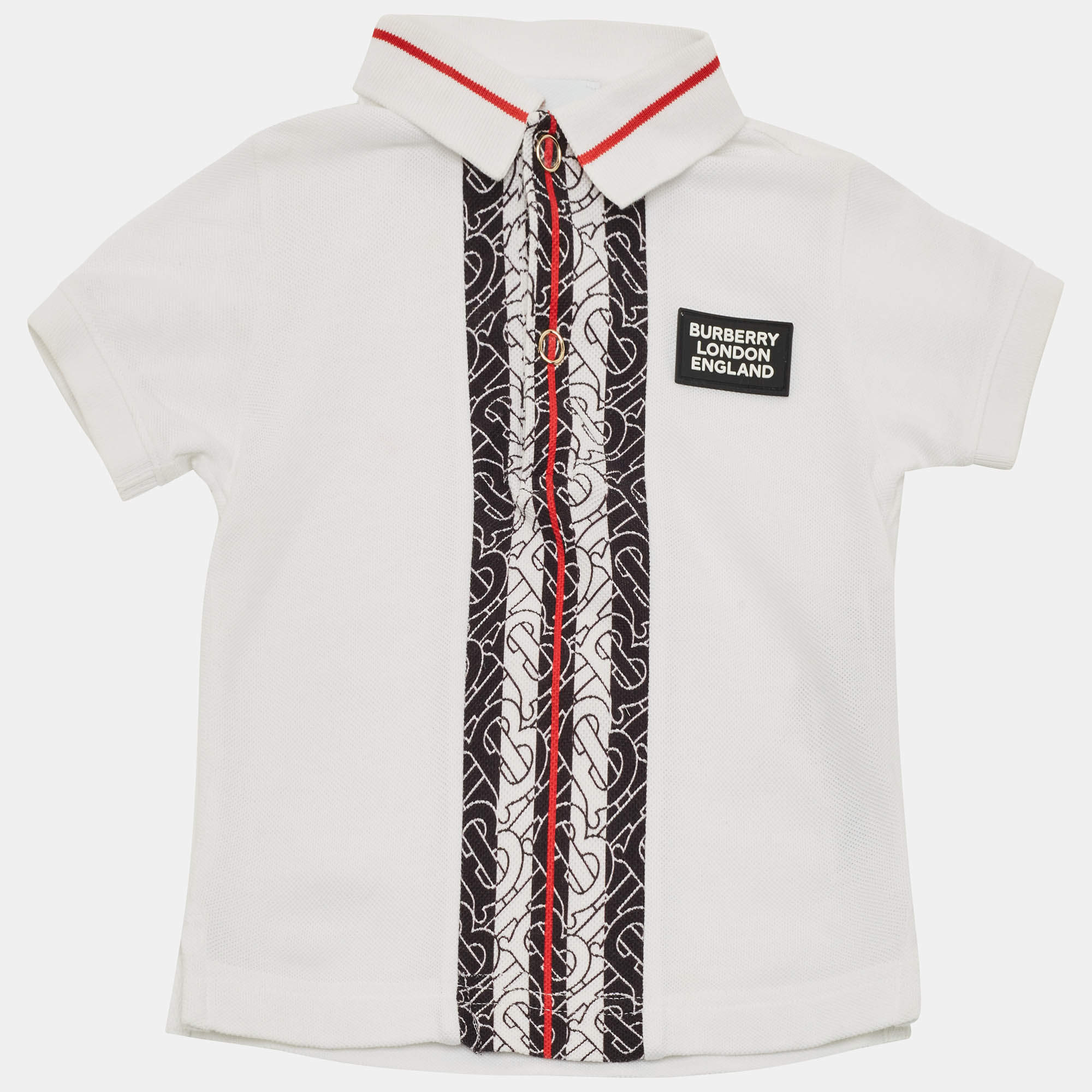 مملوكة مسبقًا Burberry White Logo Detail Cotton Knit T-Shirt 18M