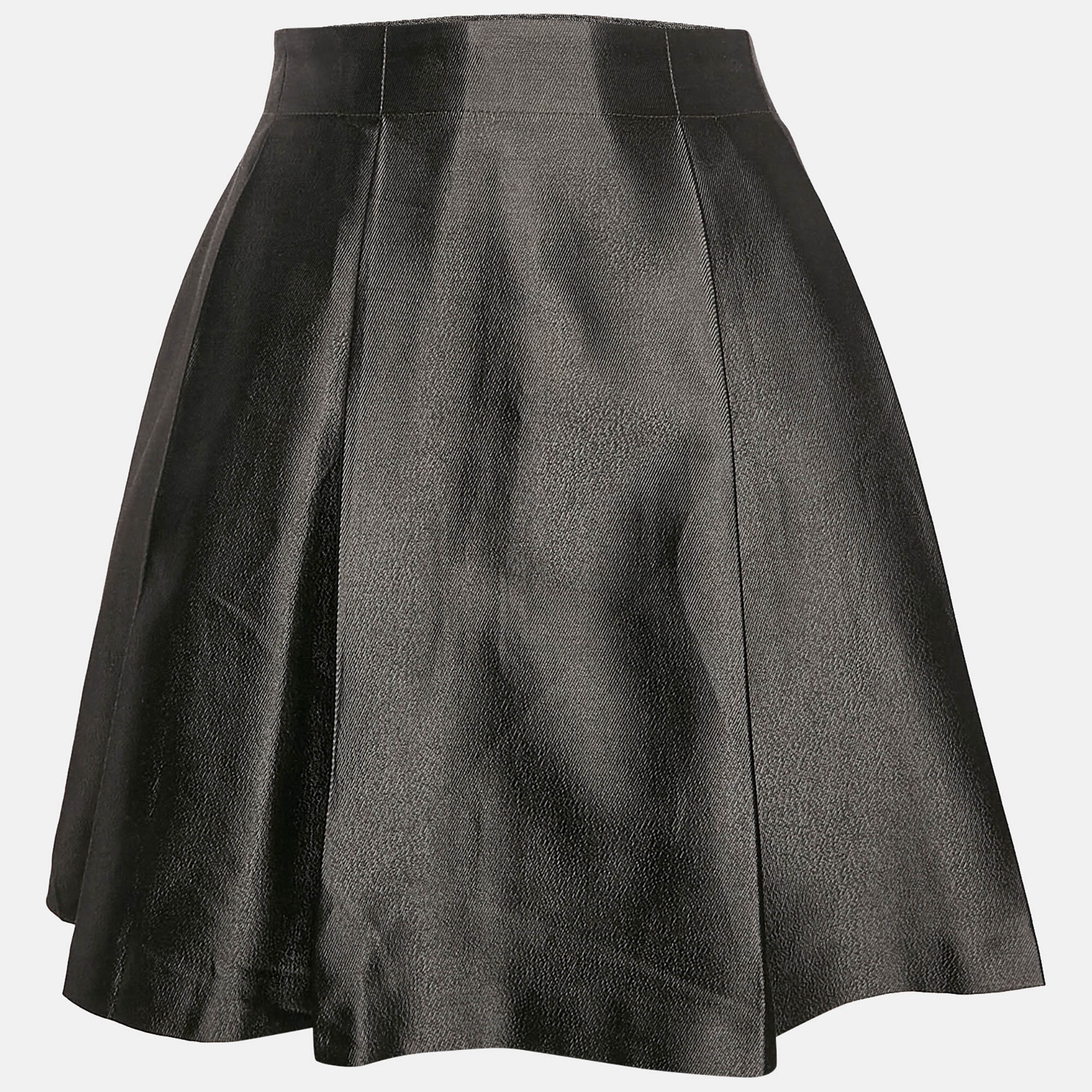 Burberry Kids Metallic Grey Gabardine Pleated Skirt 14 Yrs