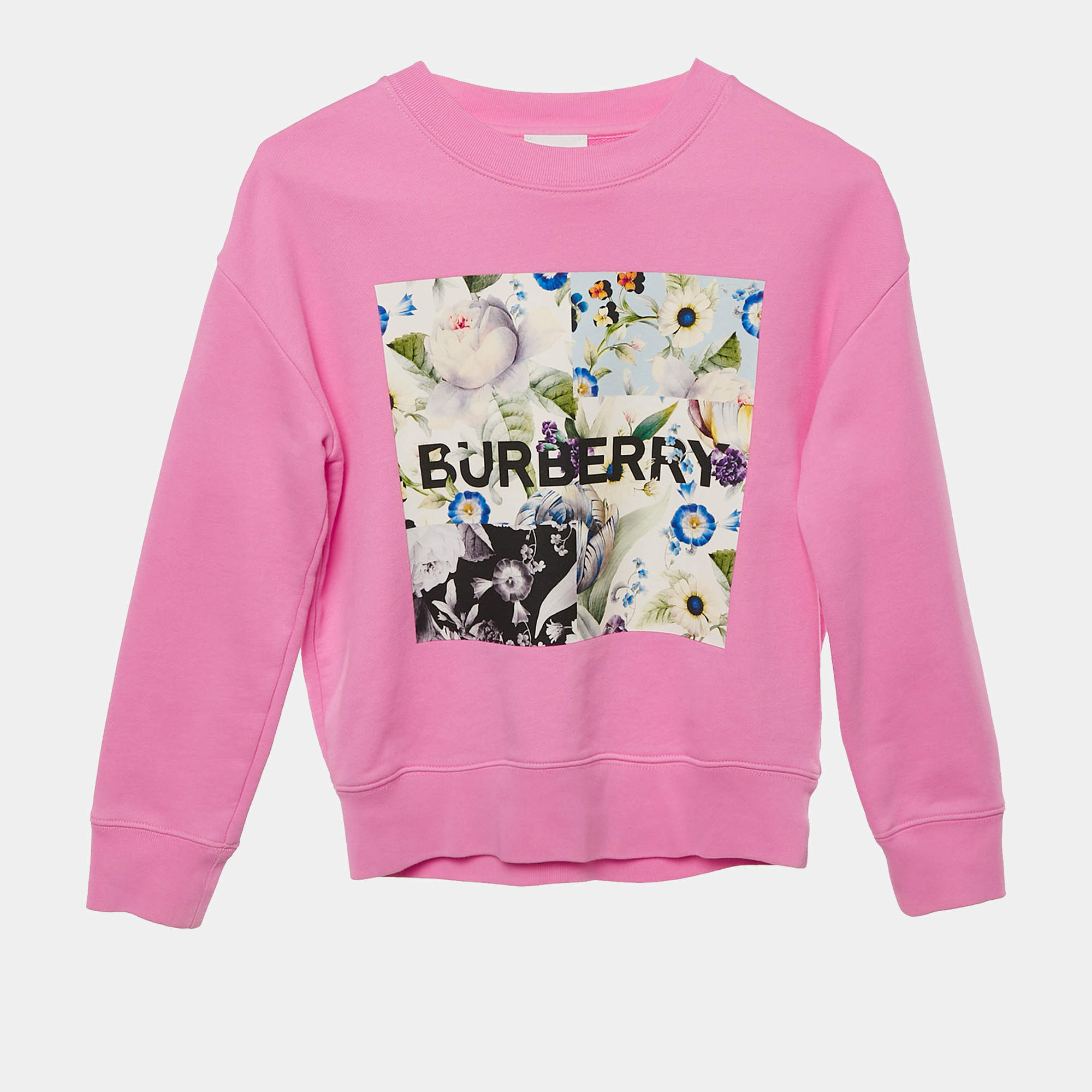 Pre Owned Burberry Kids Pink Floral Print Cotton Long Sleeve Sweatshirt 8 Yrs