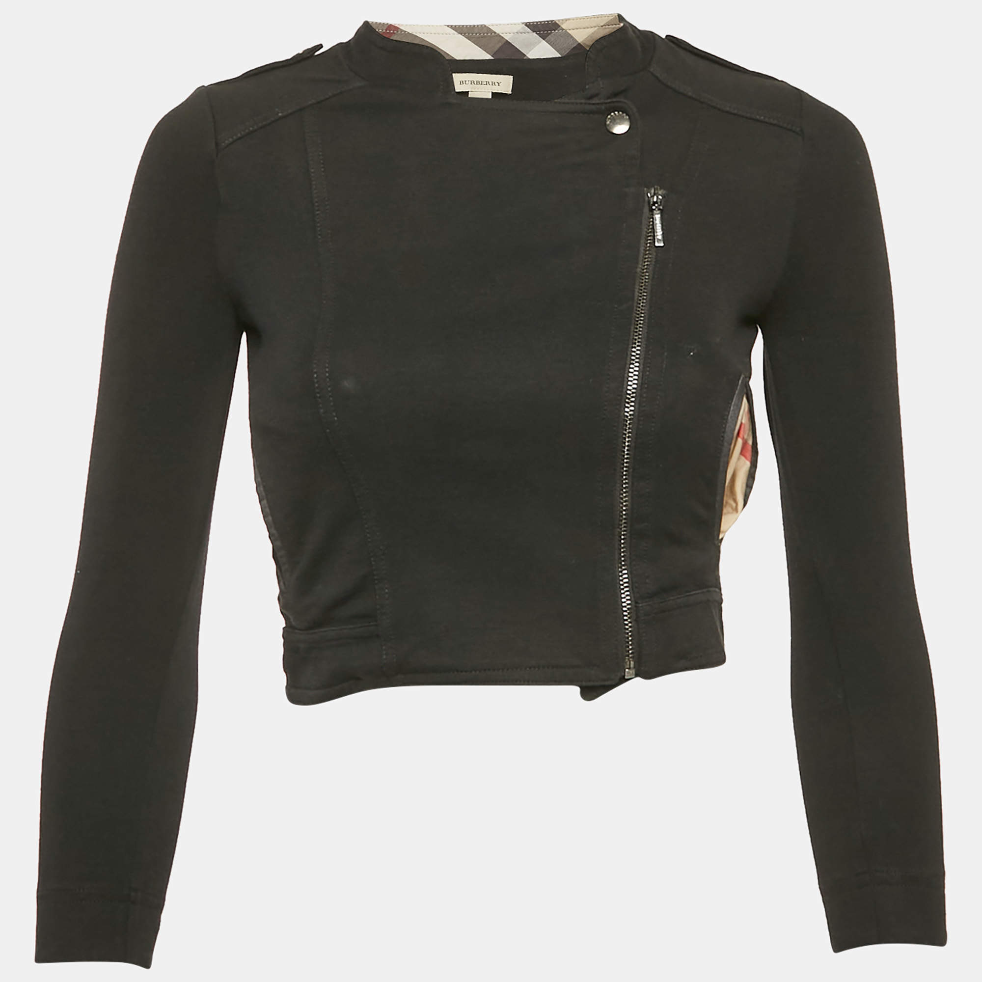 Pre Owned Burberry Kids Black Cotton Zip Up Jacket 8 Yrs