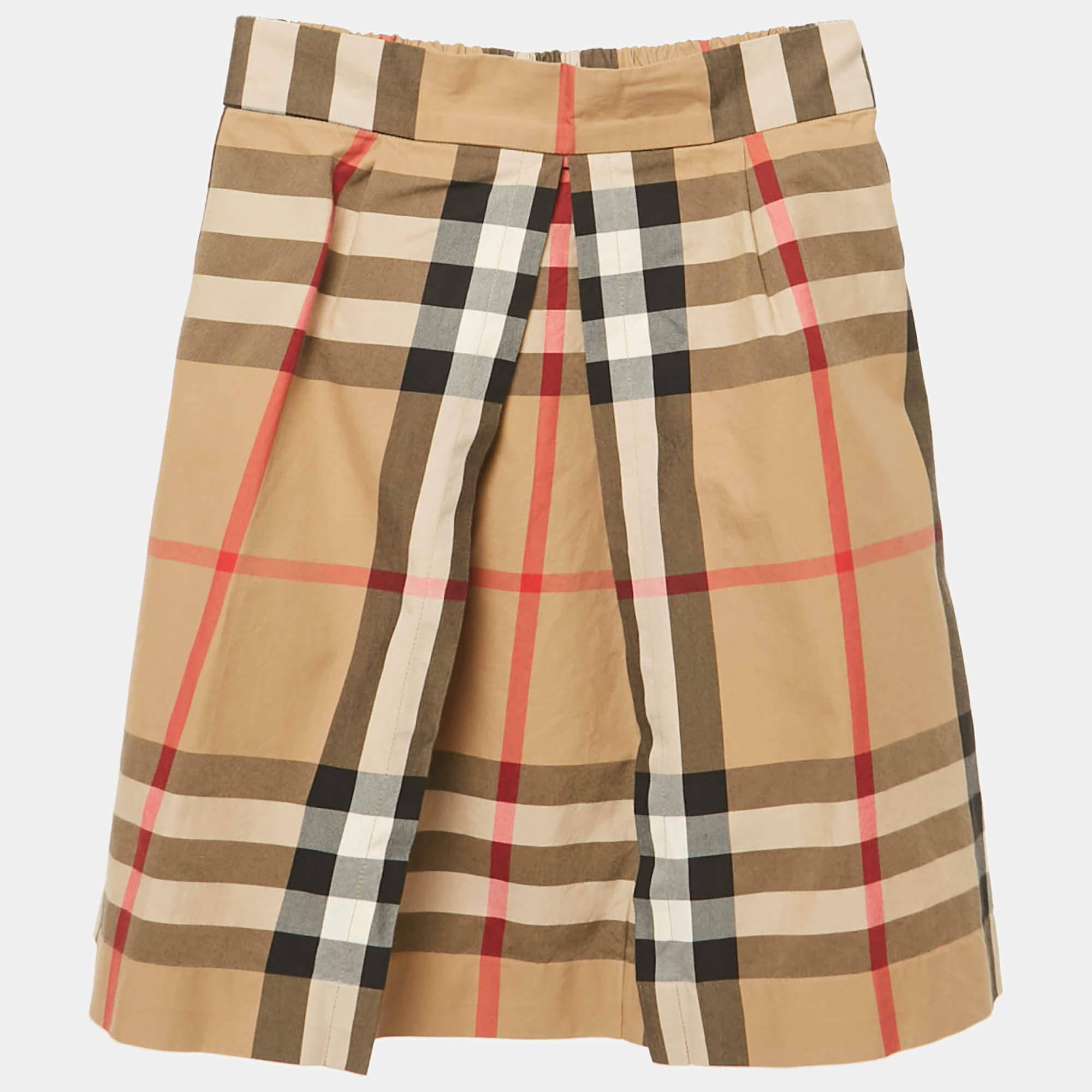 Pre Owned Burberry Kids Dark Beige Nova Check Cotton Skirt 12 Yrs