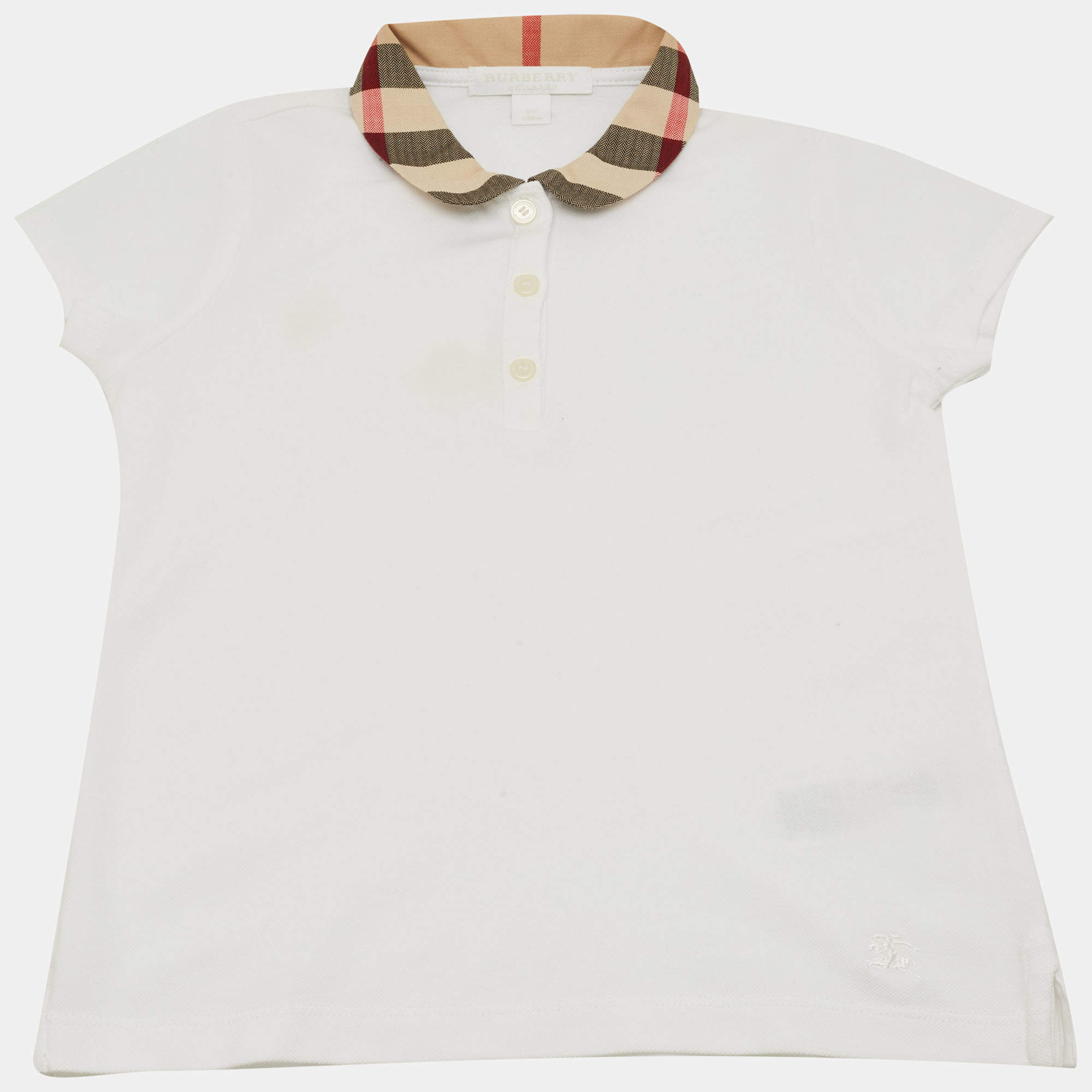 Pre Owned قميص بولو قطن أبيض للأطفال من بربري 6 سنوات