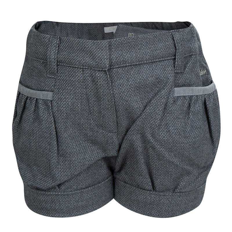 Chloe Grey Textured Cotton Shorts 18 Months