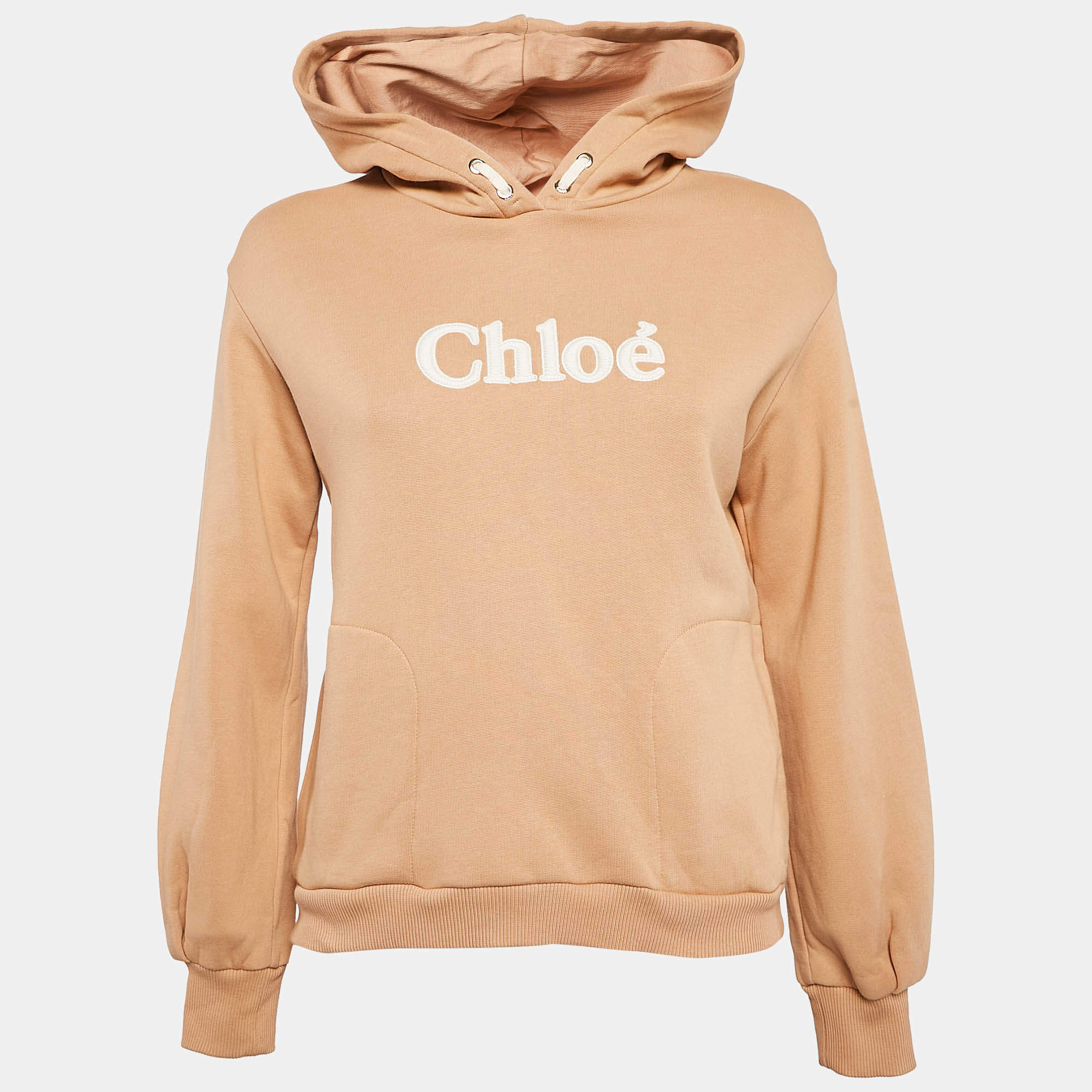 Chloe Kids Caramel Brown Logo Embroidery Cotton Hooded Sweatshirt 14 Yrs 