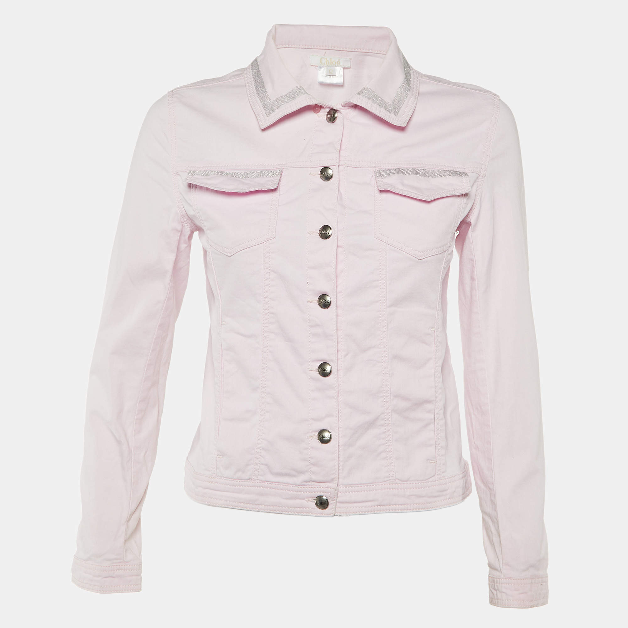 Chloe Pink Cotton Button Front Jacket Size 12 Yrs