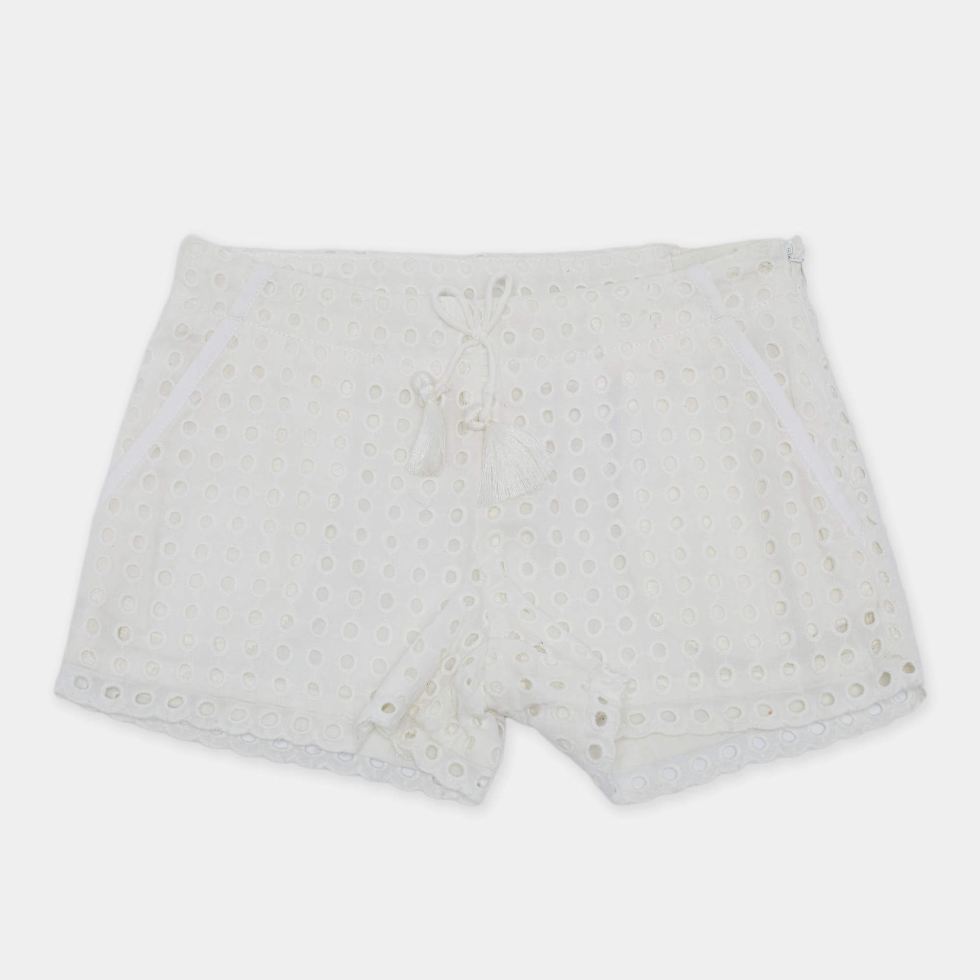 Pre Owned Chloe Kids White Broderie Anglaise Cotton Shorts 6Yrs