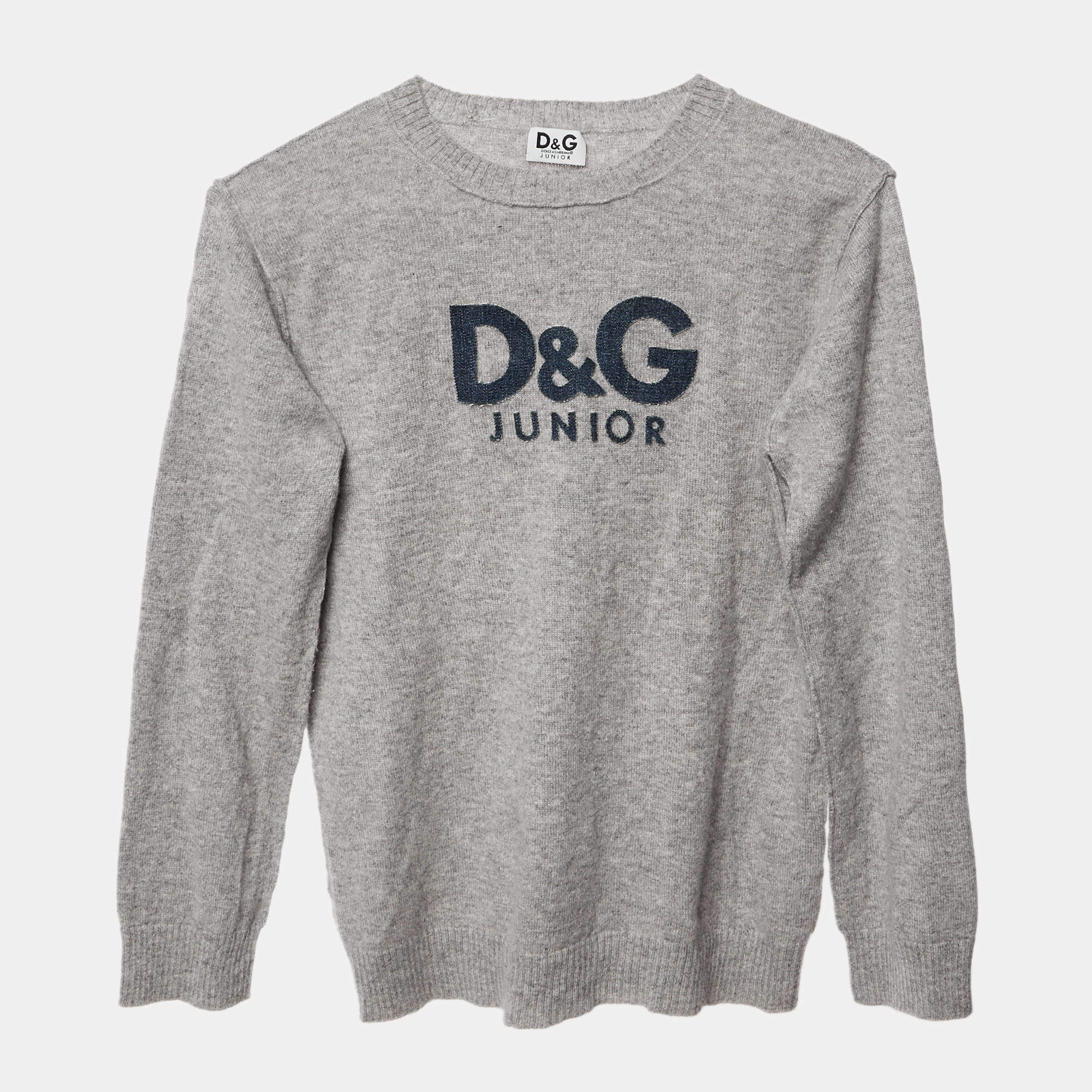 مملوكة مسبقًا سويتر كشمير بشعار رمادي D&G جونيور مقاس 10 سنوات