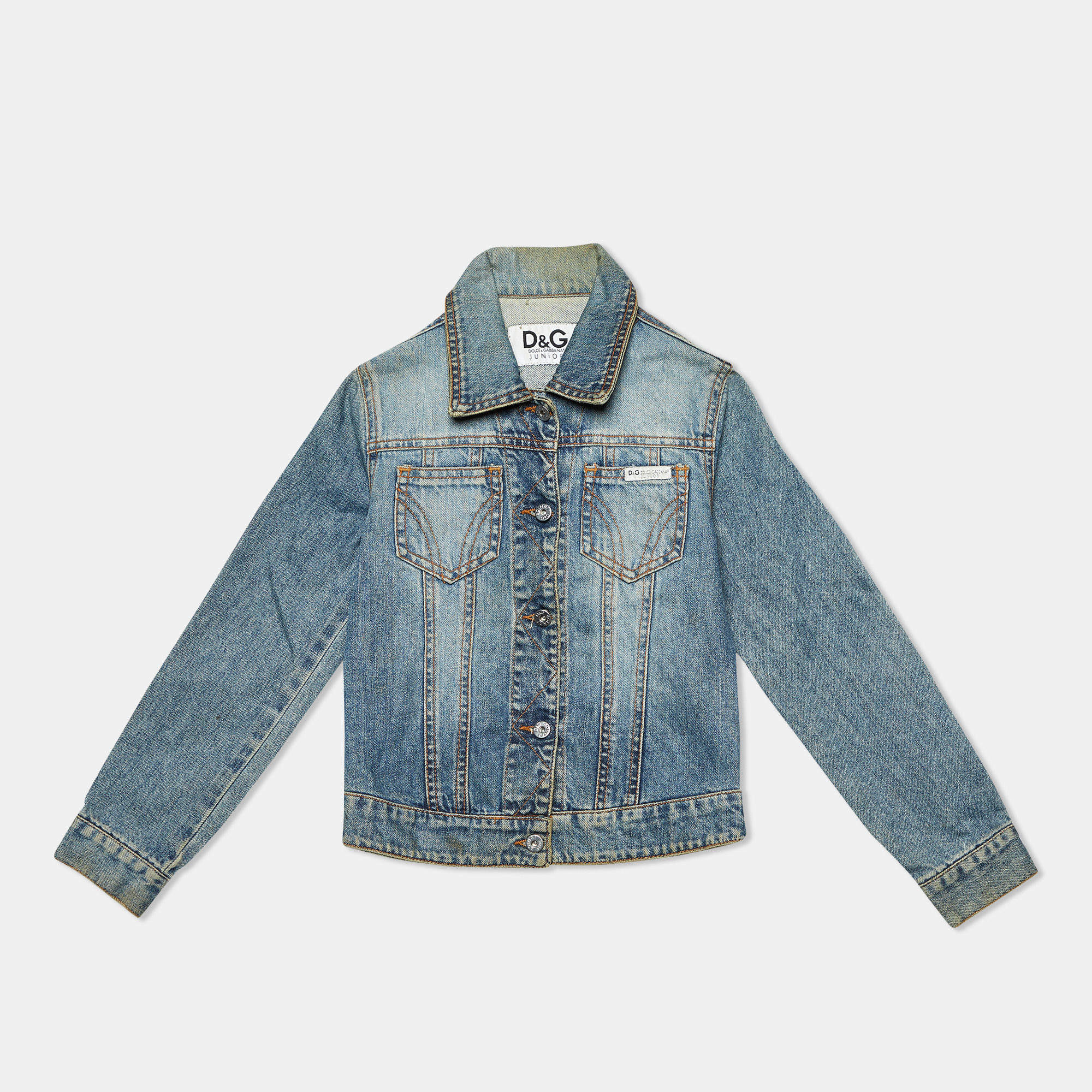D&G Junior Blue Denim Studded Button Front Jacket 6 Yrs