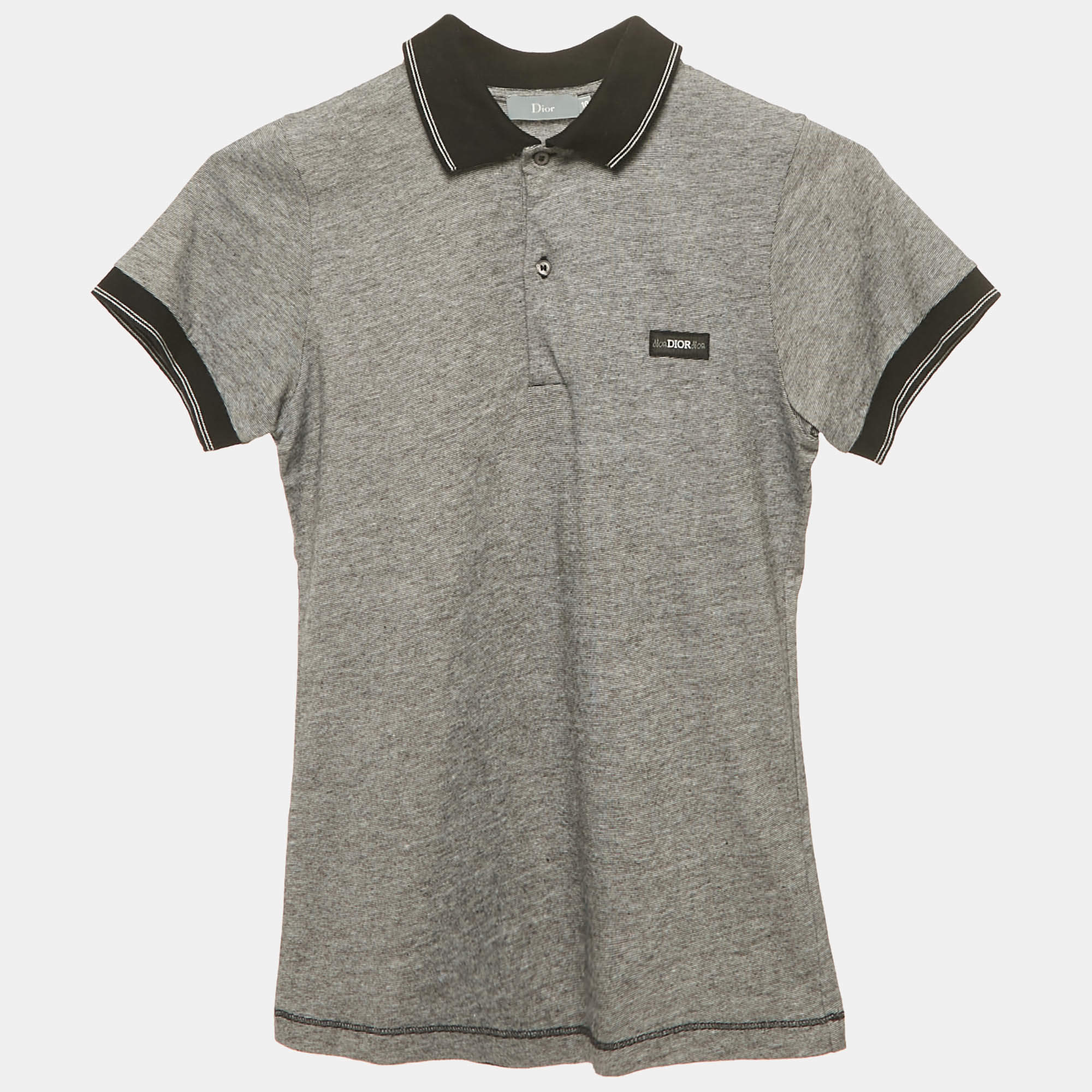 Pre Owned Dior Kids Grey Patterned Cotton Jersey Polo T-Shirt 10 Yrs