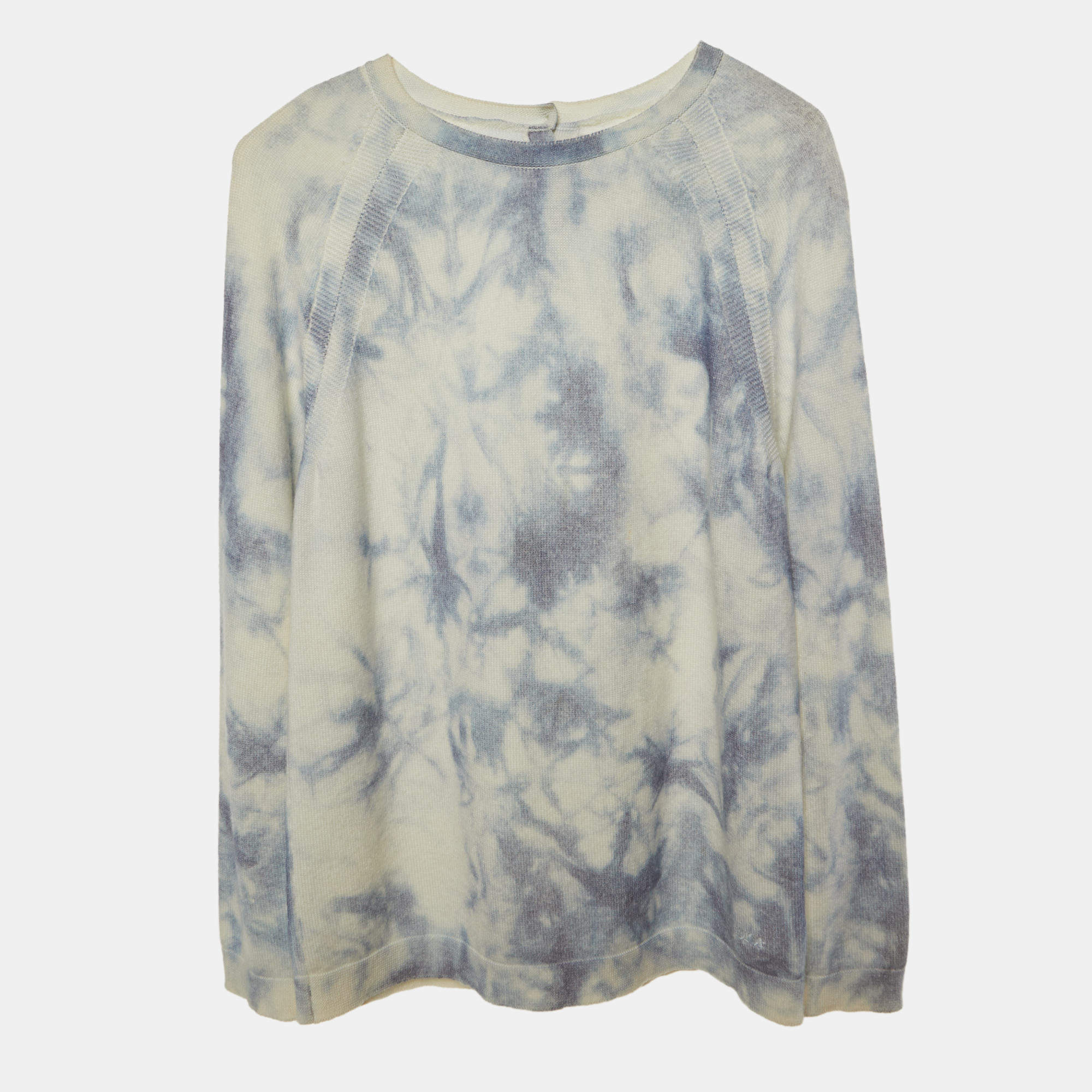 Pre Owned Dior White/Blue Tie-Dye Wool Full Sleeve Sweater 12 Yrs