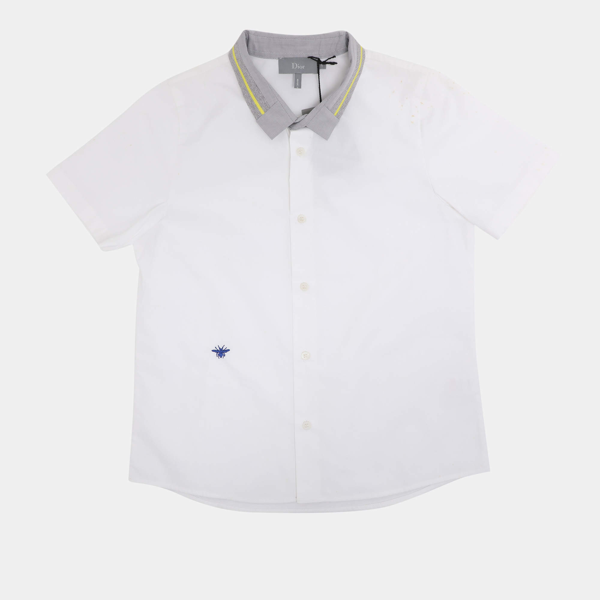 Pre Owned Dior White/Grey Cotton Bee Embroidered Long Sleeve Shirt 6 Yrs