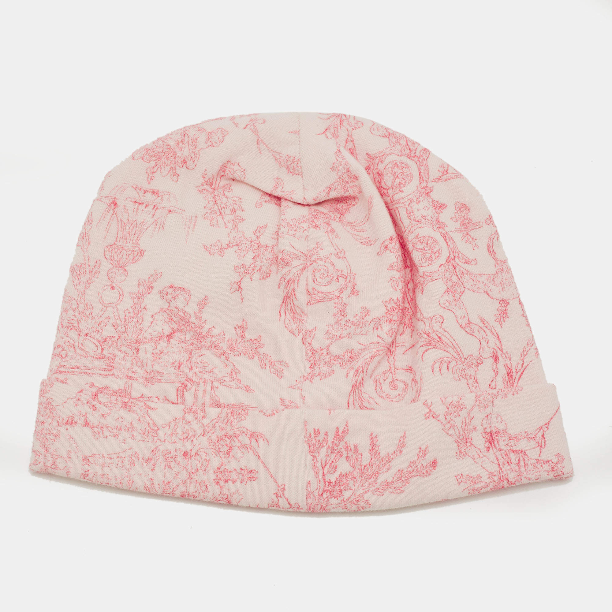 Pre Owned Baby Dior Pink Toile de Jouy Print Cotton Cap 