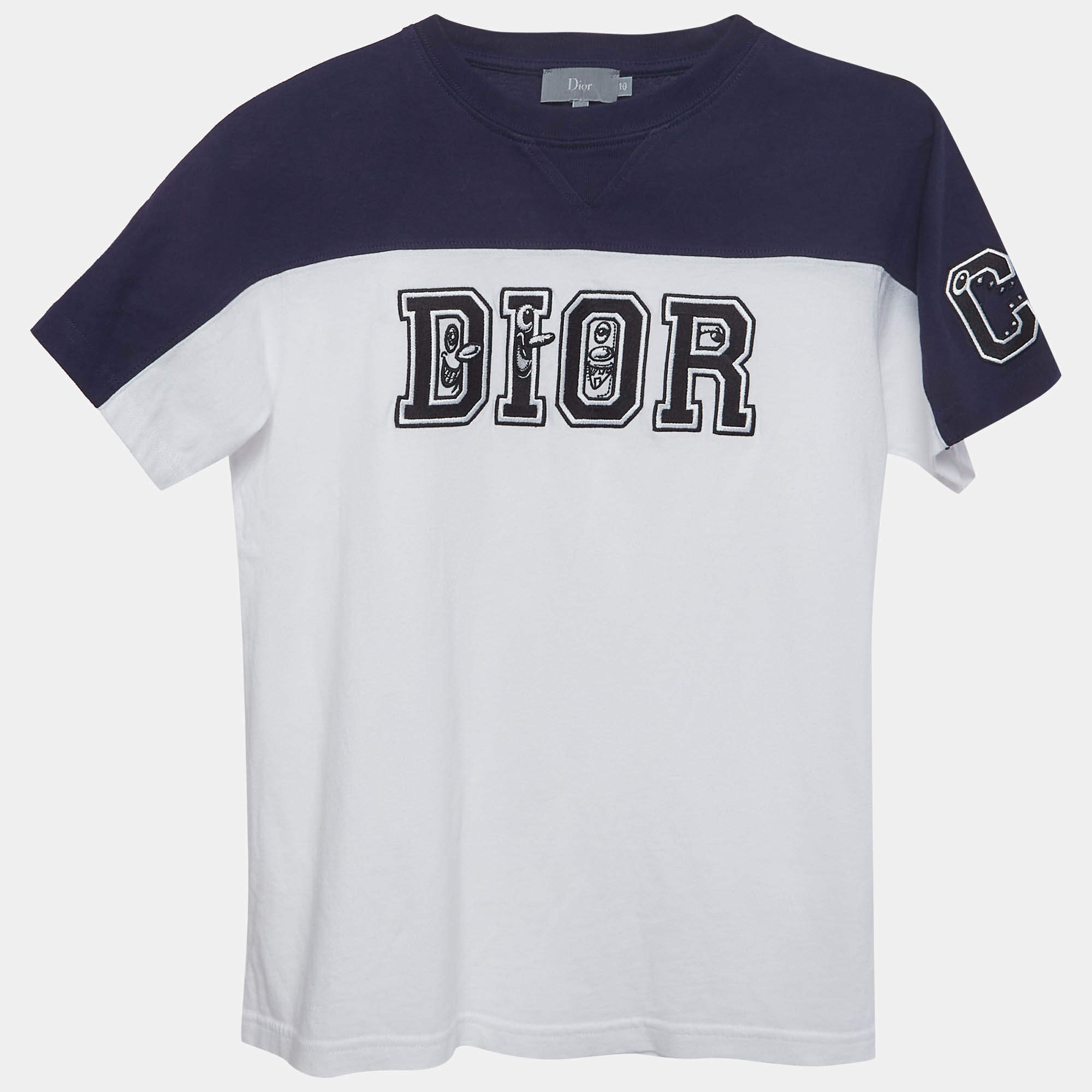 Pre Owned Dior Homme Kids White Logo Applique Jersey T-shirt 10 Yrs 