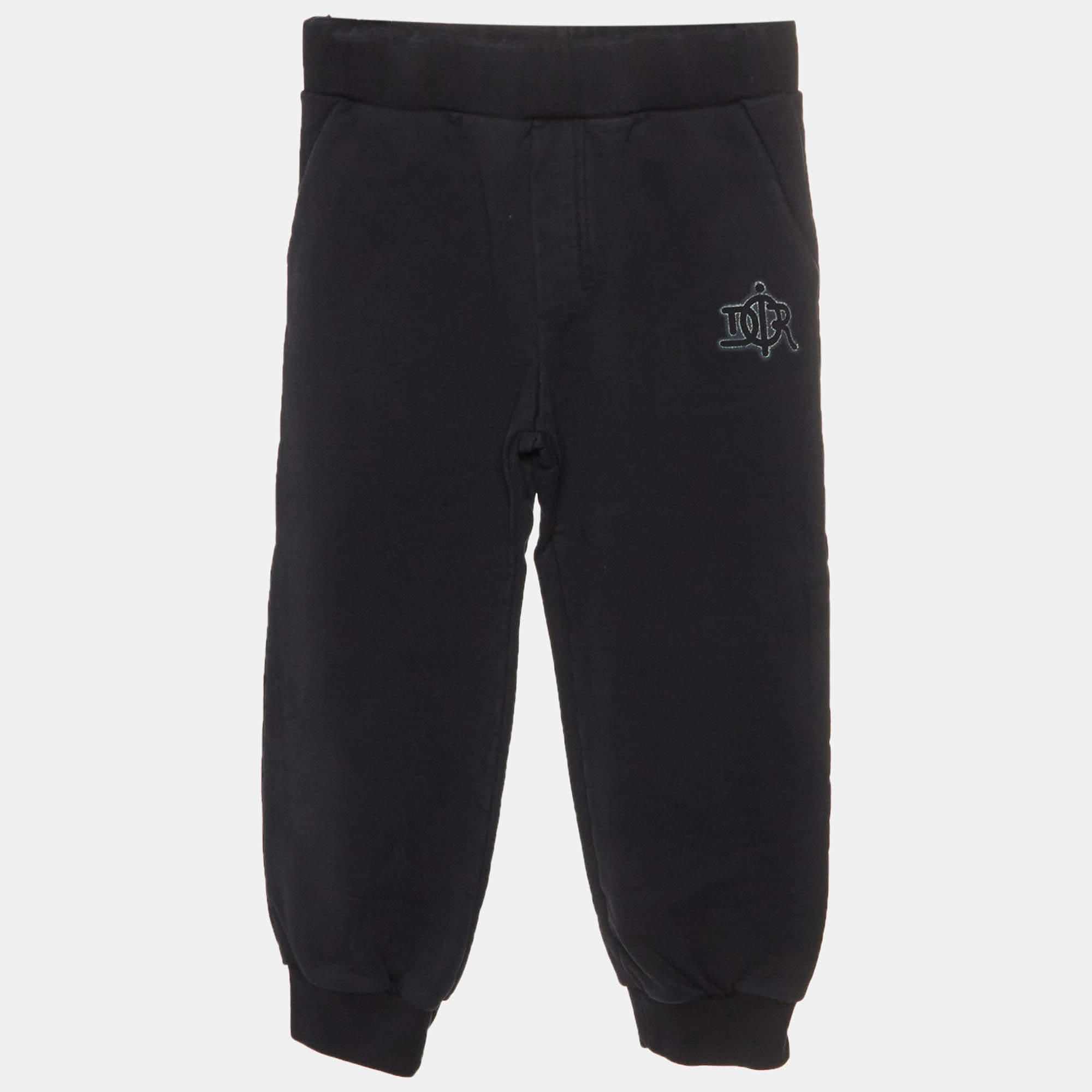Pre Owned Dior Kids Black Logo Graphic Jersey Sweatpants 6 Yrs 