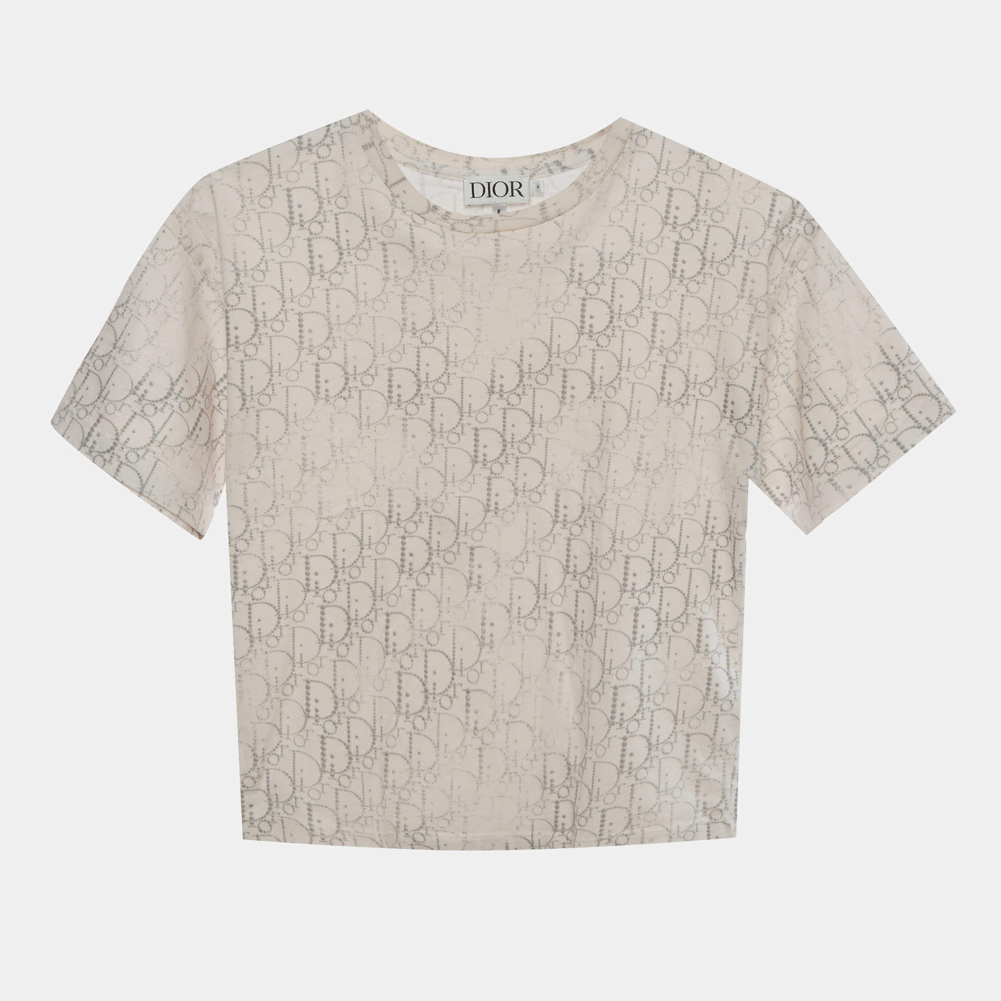 Pre Owned Baby Dior White Faded Oblique Print Jersey T-Shirt 6 Yrs 