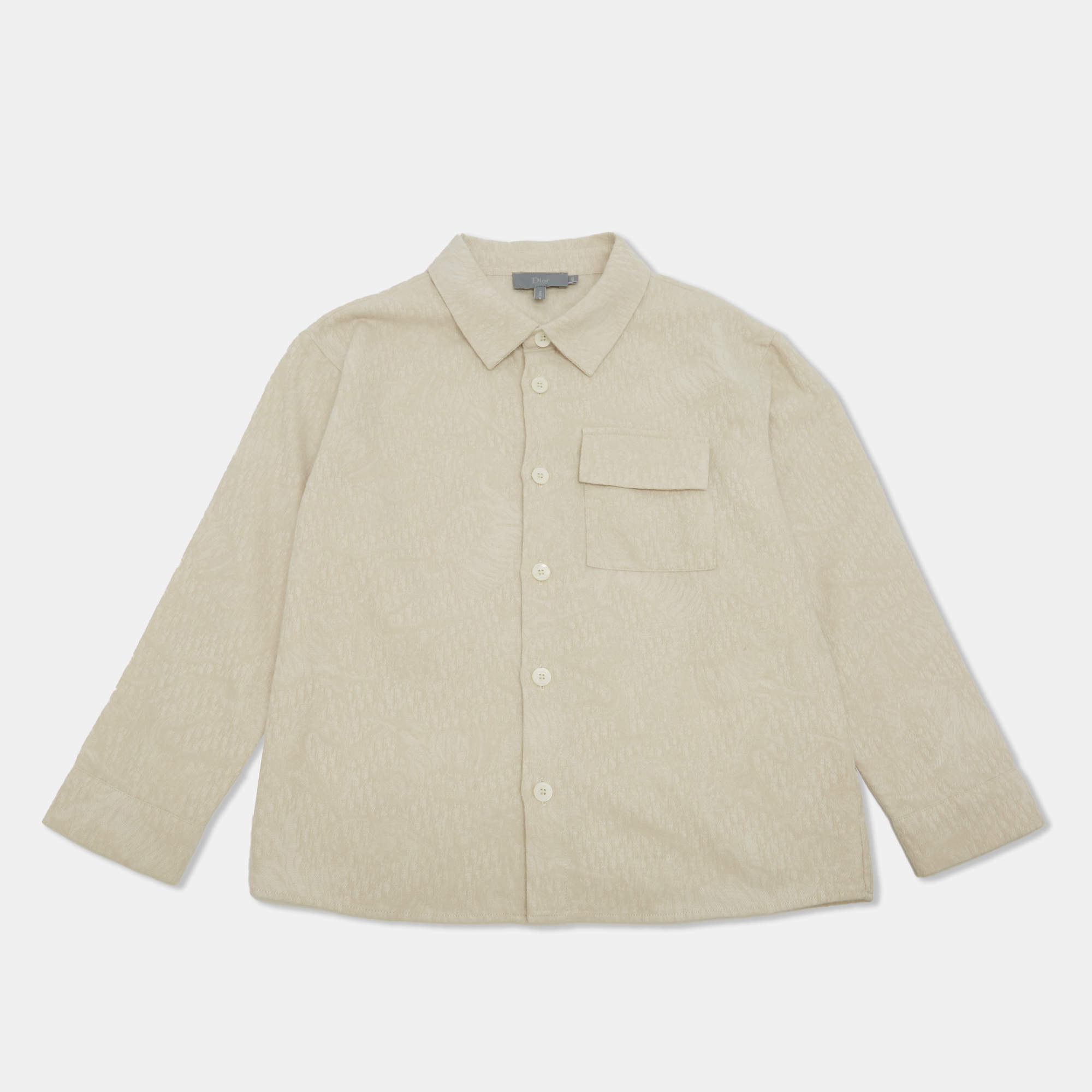 Pre Owned Dior Homme kids Beige Jacquard Long Sleeve Shirt 6 Yrs 