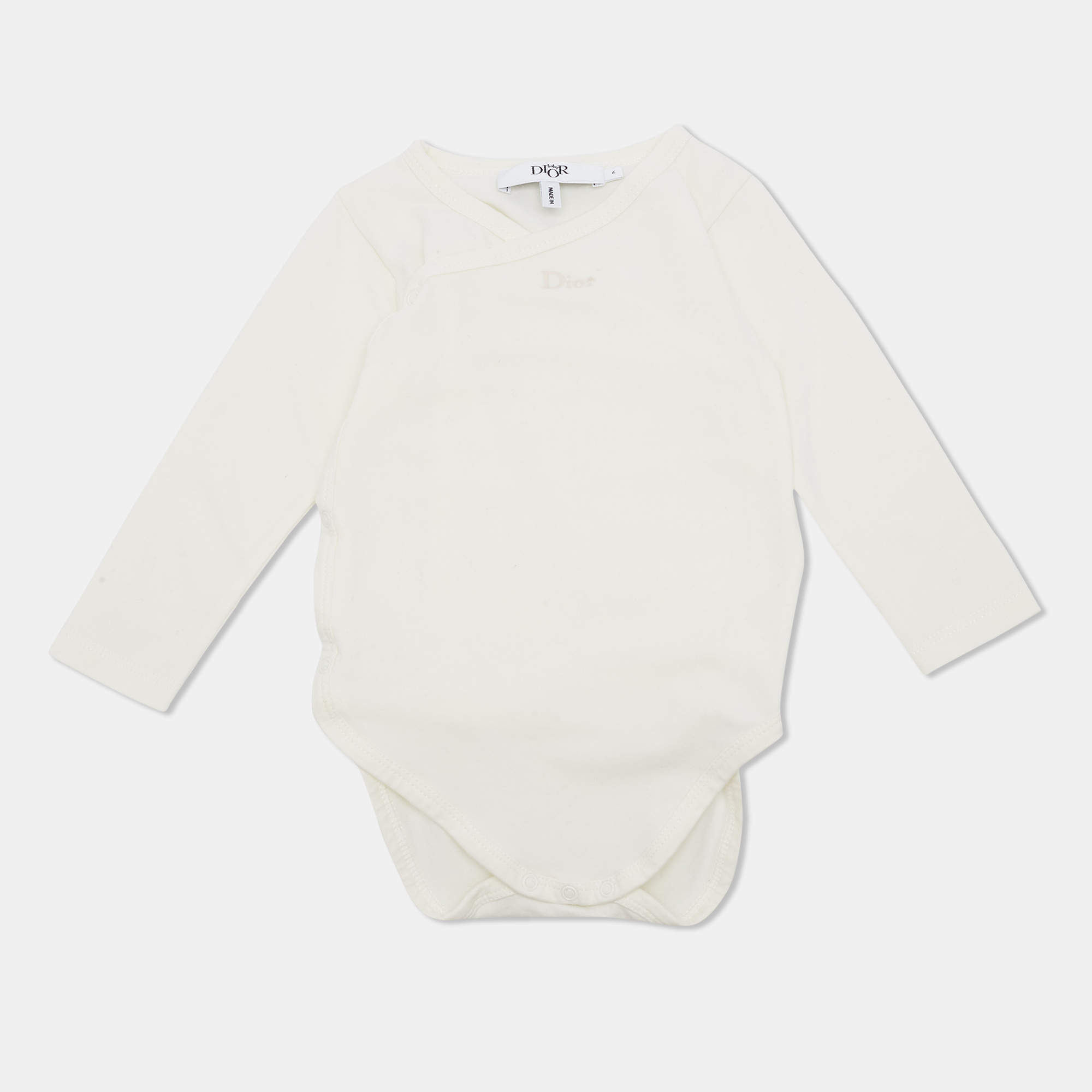 Pre Owned Baby Dior Kids White Logo Embroidered Jersey Sleepsuit 6 M